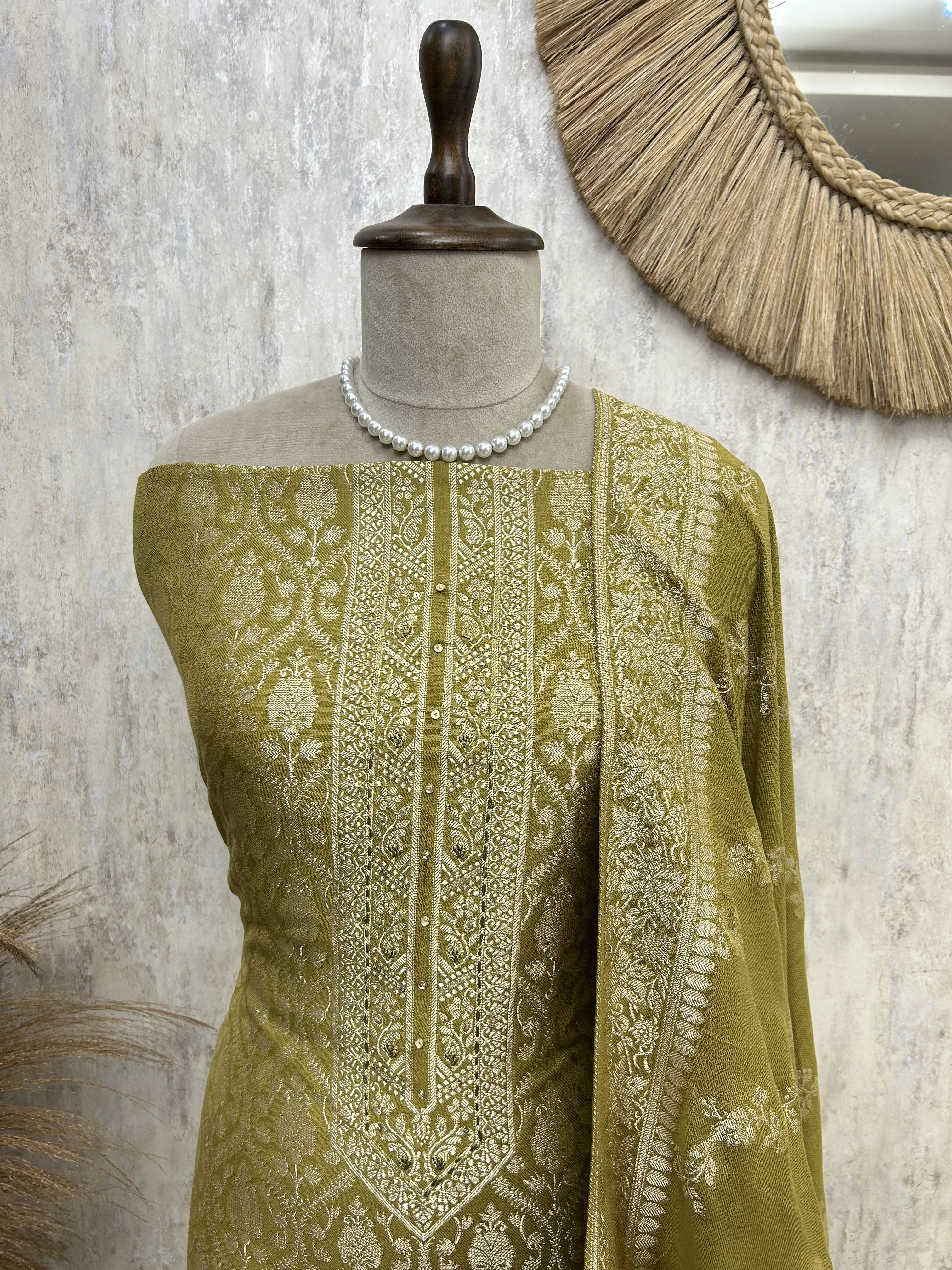 Pashmina jacquard weaving unstitched suit