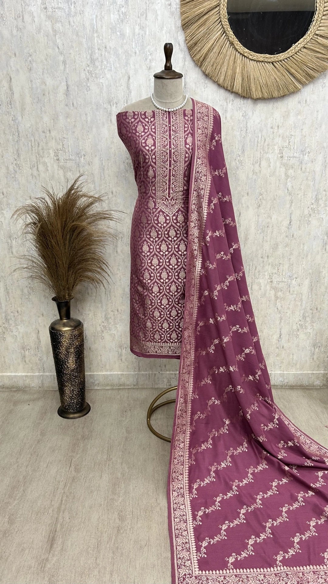 Pashmina jacquard weaving unstitched suit