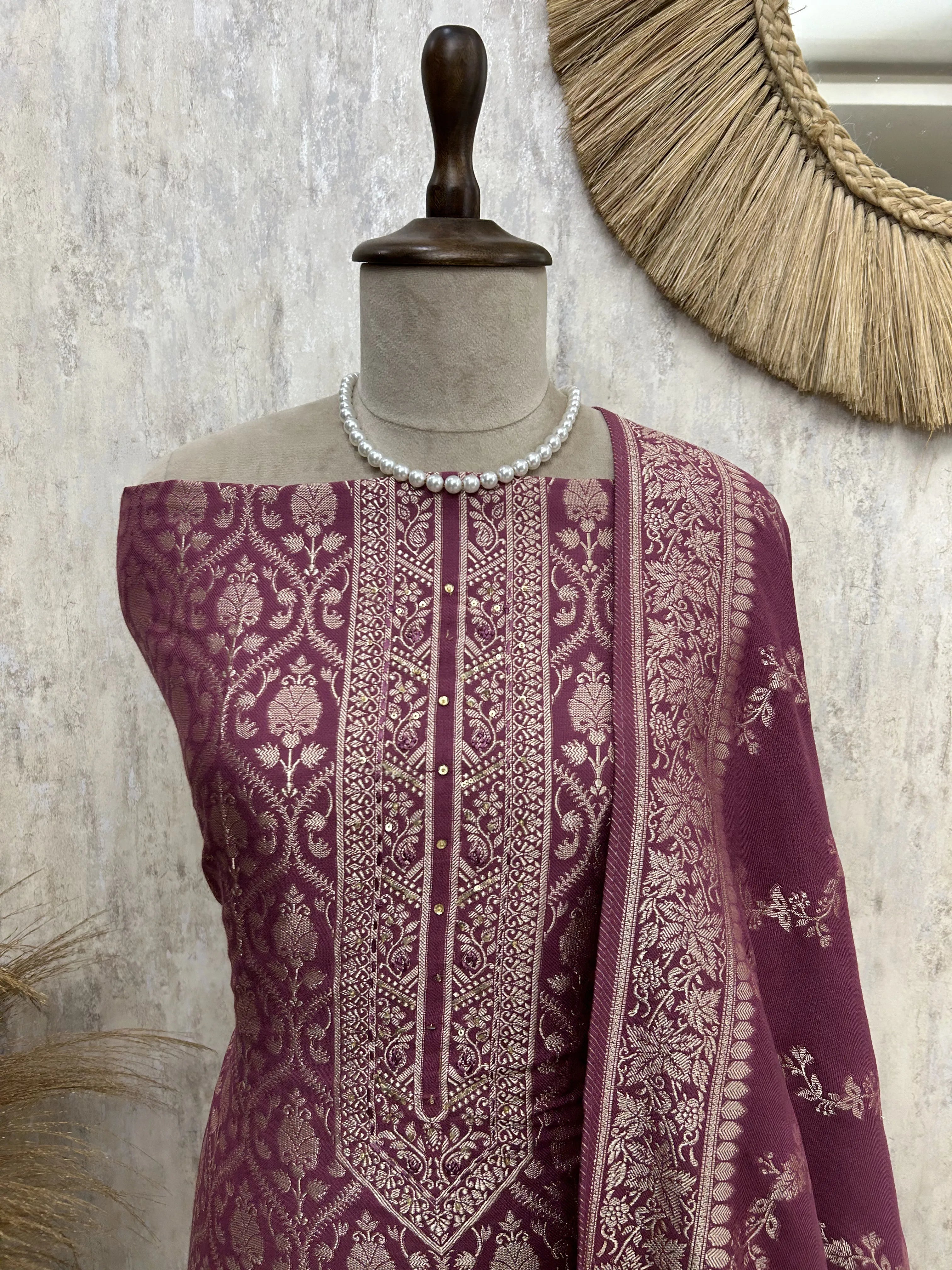 Pashmina jacquard weaving unstitched suit