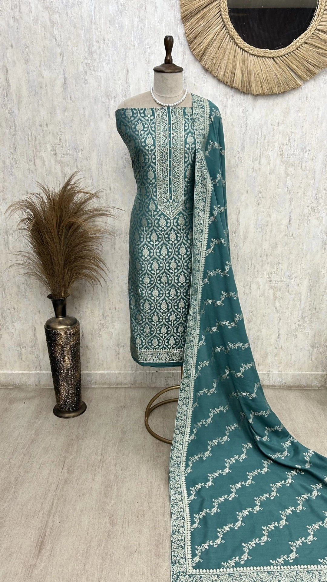 Pashmina jacquard weaving unstitched suit
