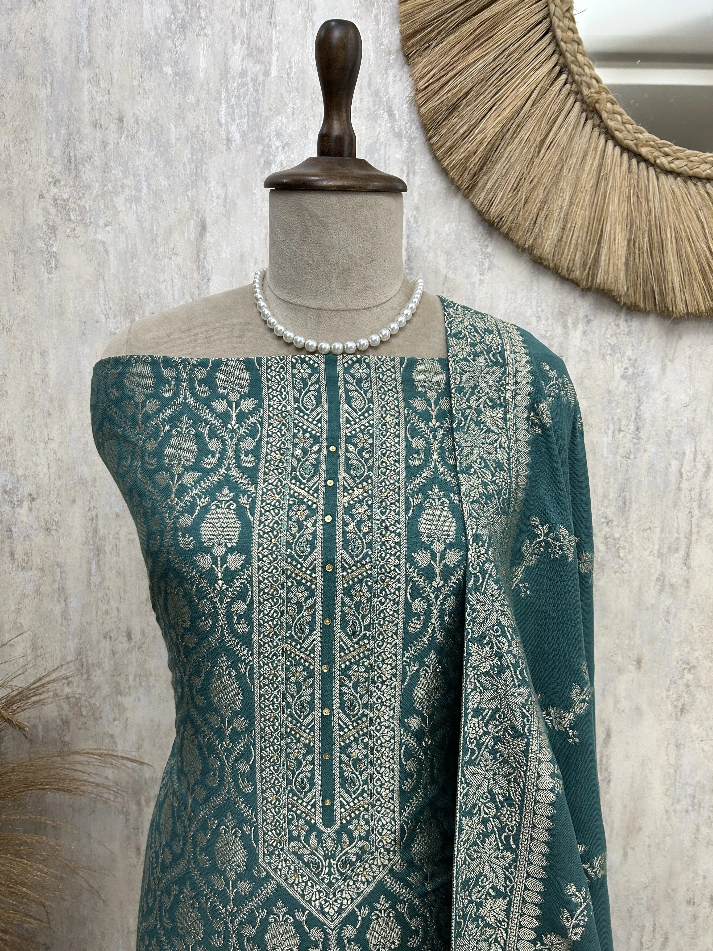 Pashmina jacquard weaving unstitched suit