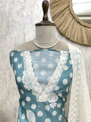 Polka Dot Cotton Unstitched Suit Set