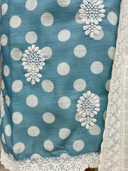 Polka Dot Cotton Unstitched Suit Set