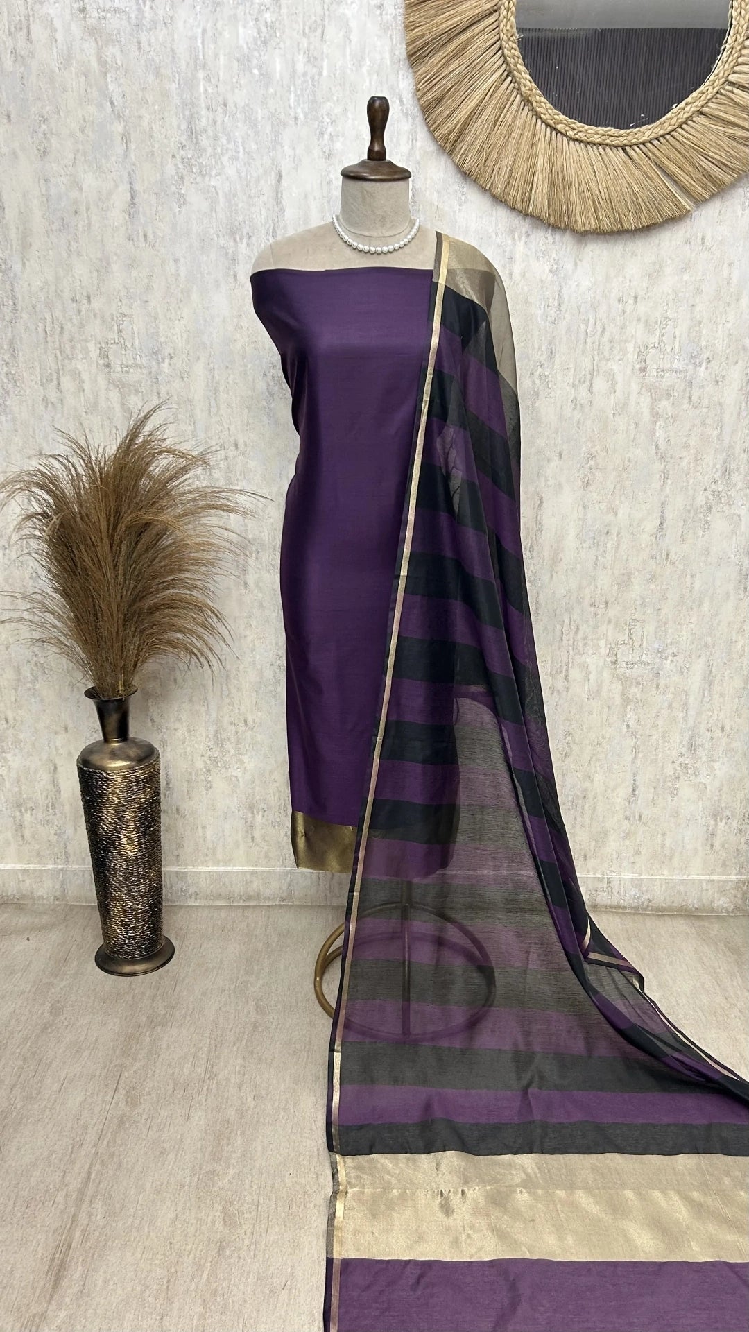 Maheshwari Silk Unstitched Suit
