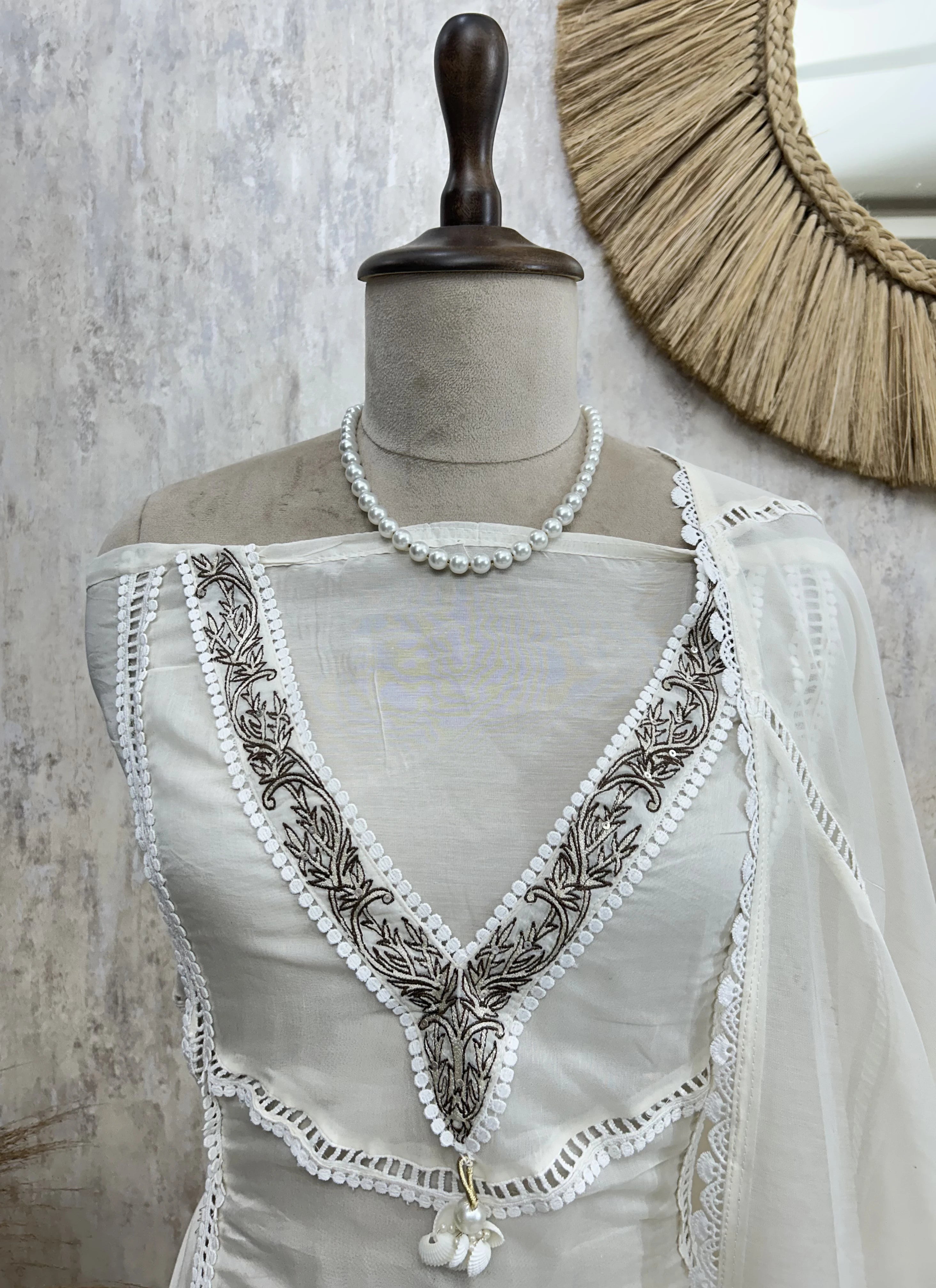 Deer Motif Mul Chanderi Unstitched Suit Set