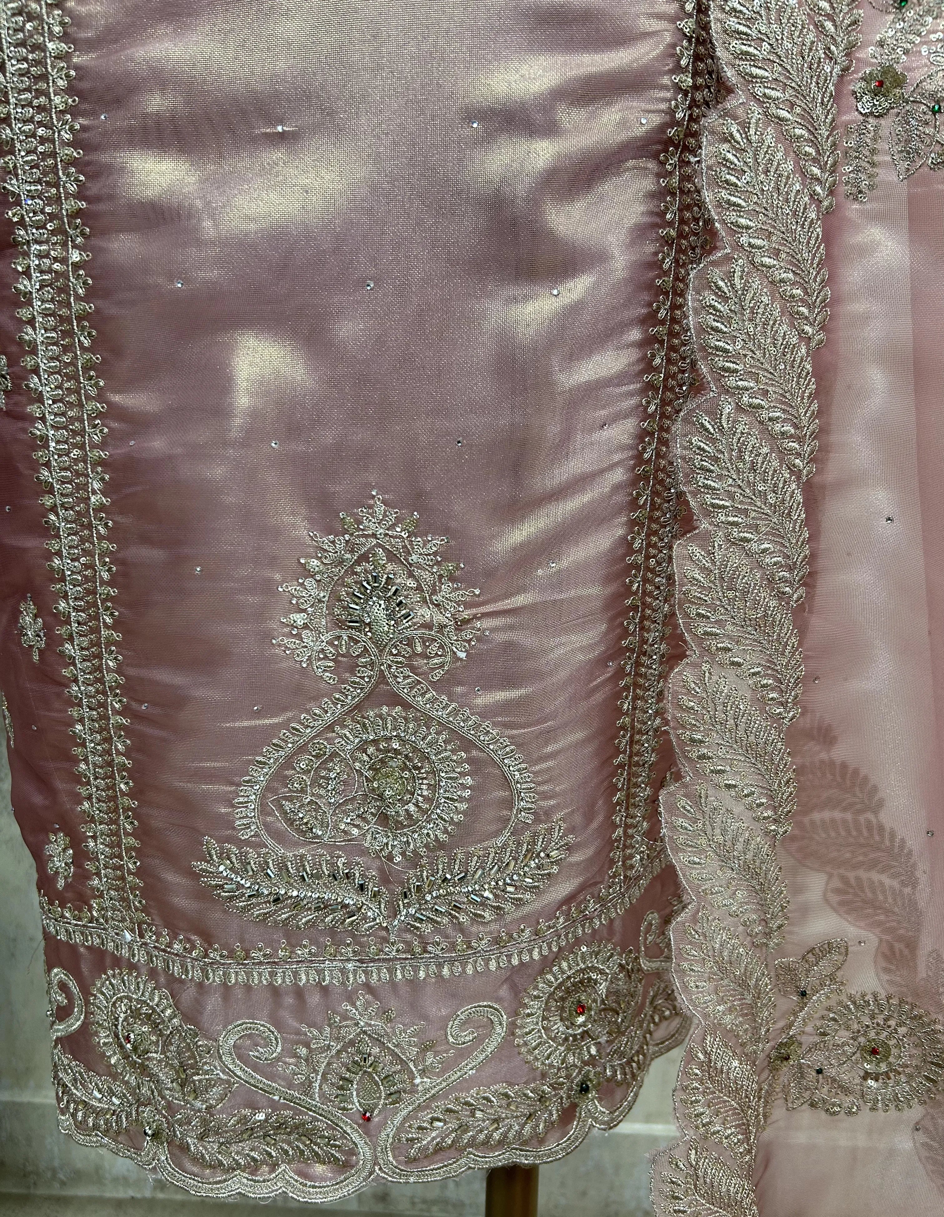 Glass Organza Unstitched Suit Set