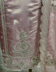 Glass Organza Unstitched Suit Set