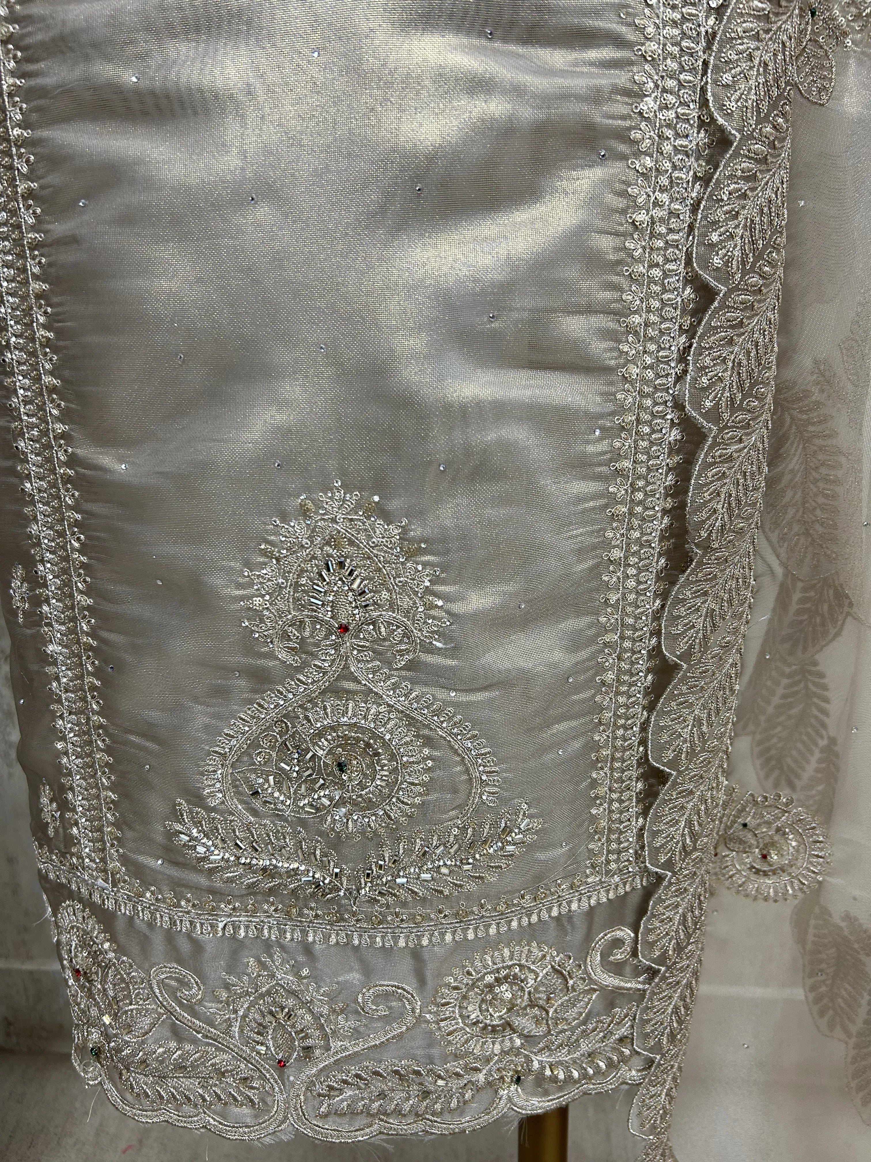 Glass Organza Unstitched Suit Set