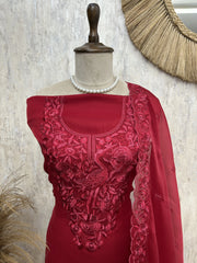 Bird motif Organza Unstitched suit set