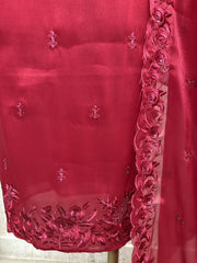 Bird motif Organza Unstitched suit set