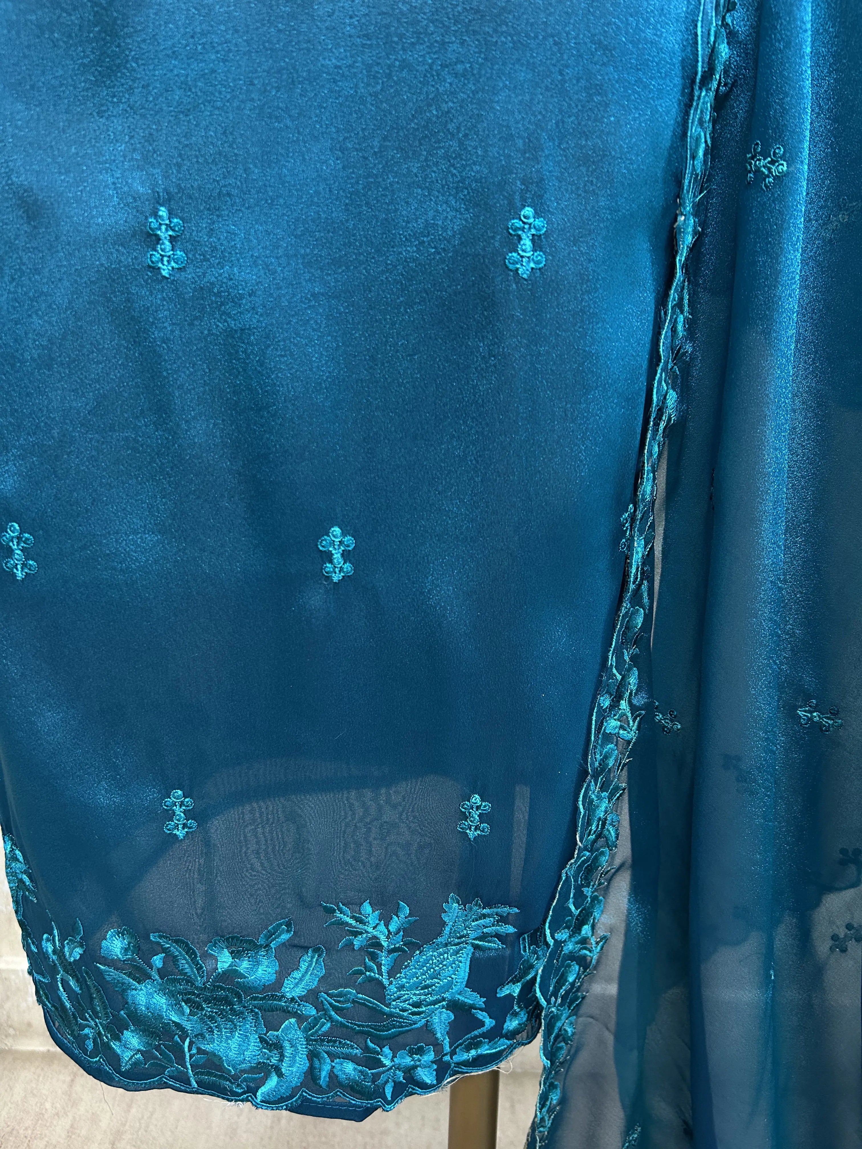 Bird motif Organza Unstitched suit set