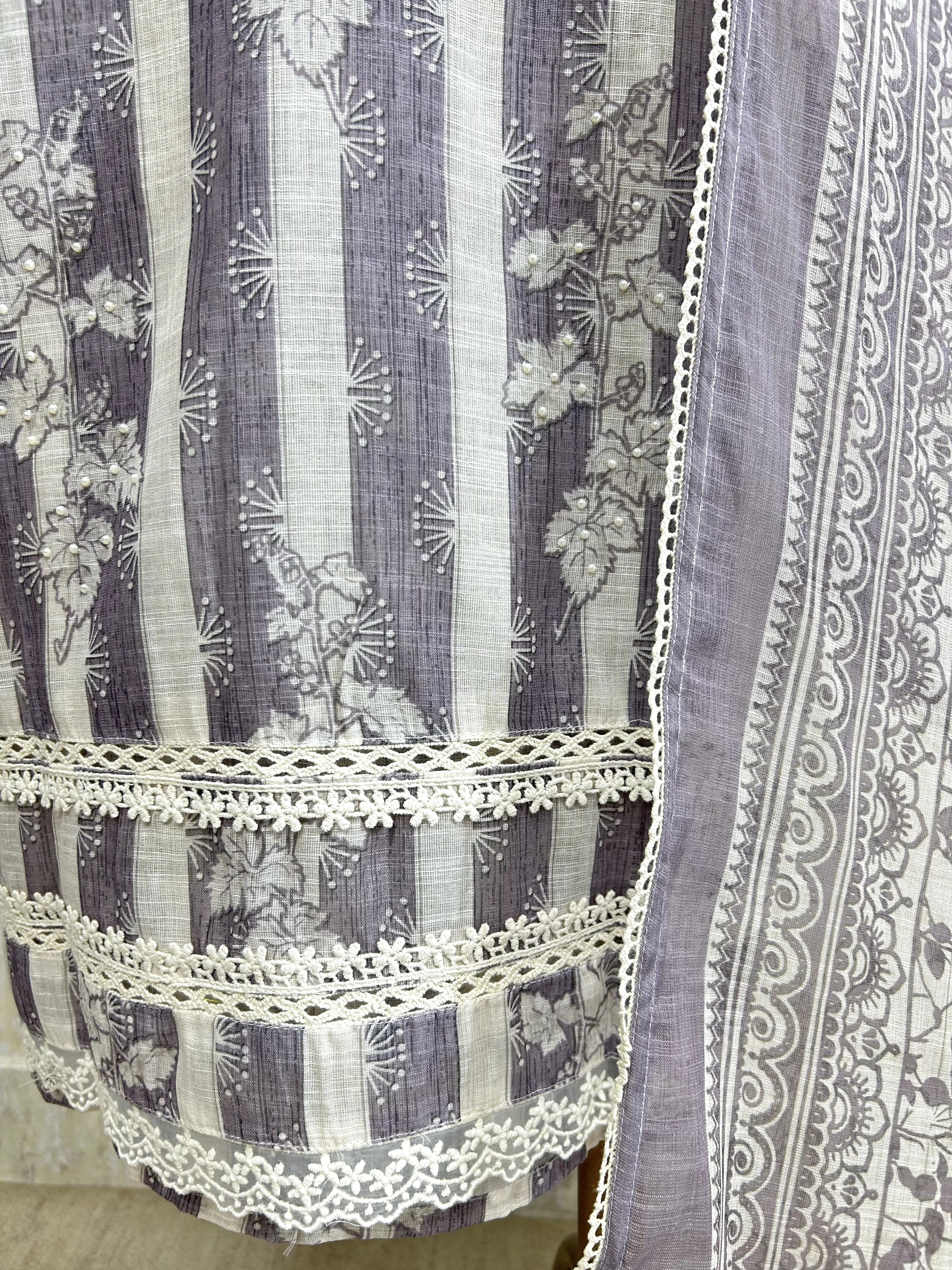 Printed Linen Unstitched Suit Set