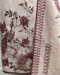Kantha Peacock Jamdani Linen Unstitched Suit Set