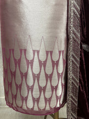 Brocade Banarasi Unstitched Suit Set With Velvet Dupatta
