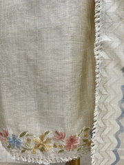 Floral Embroidery Jamdani Linen Unstitched Suit Set