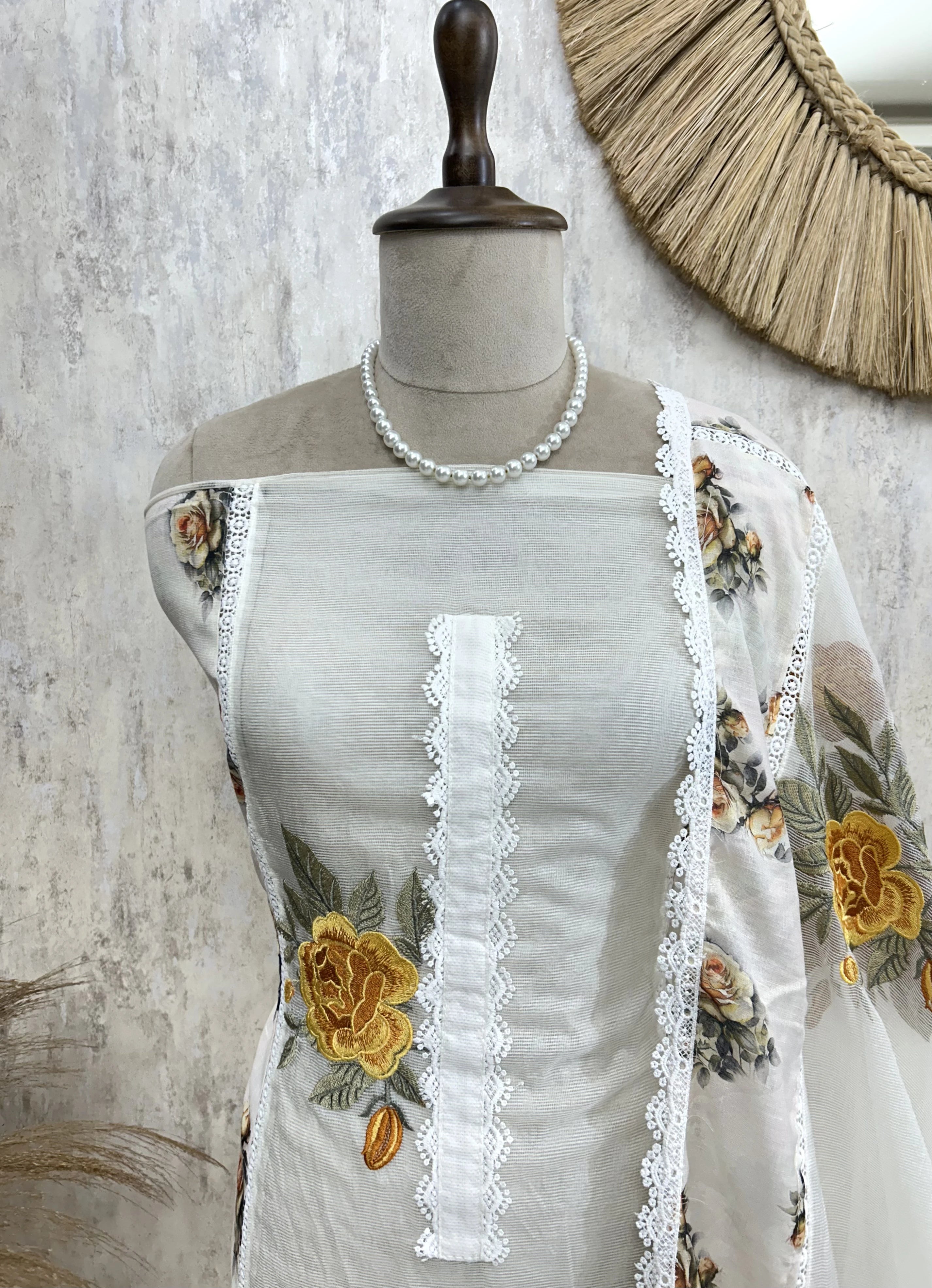 Thread Embroidery Kota Unstitched Suit Set