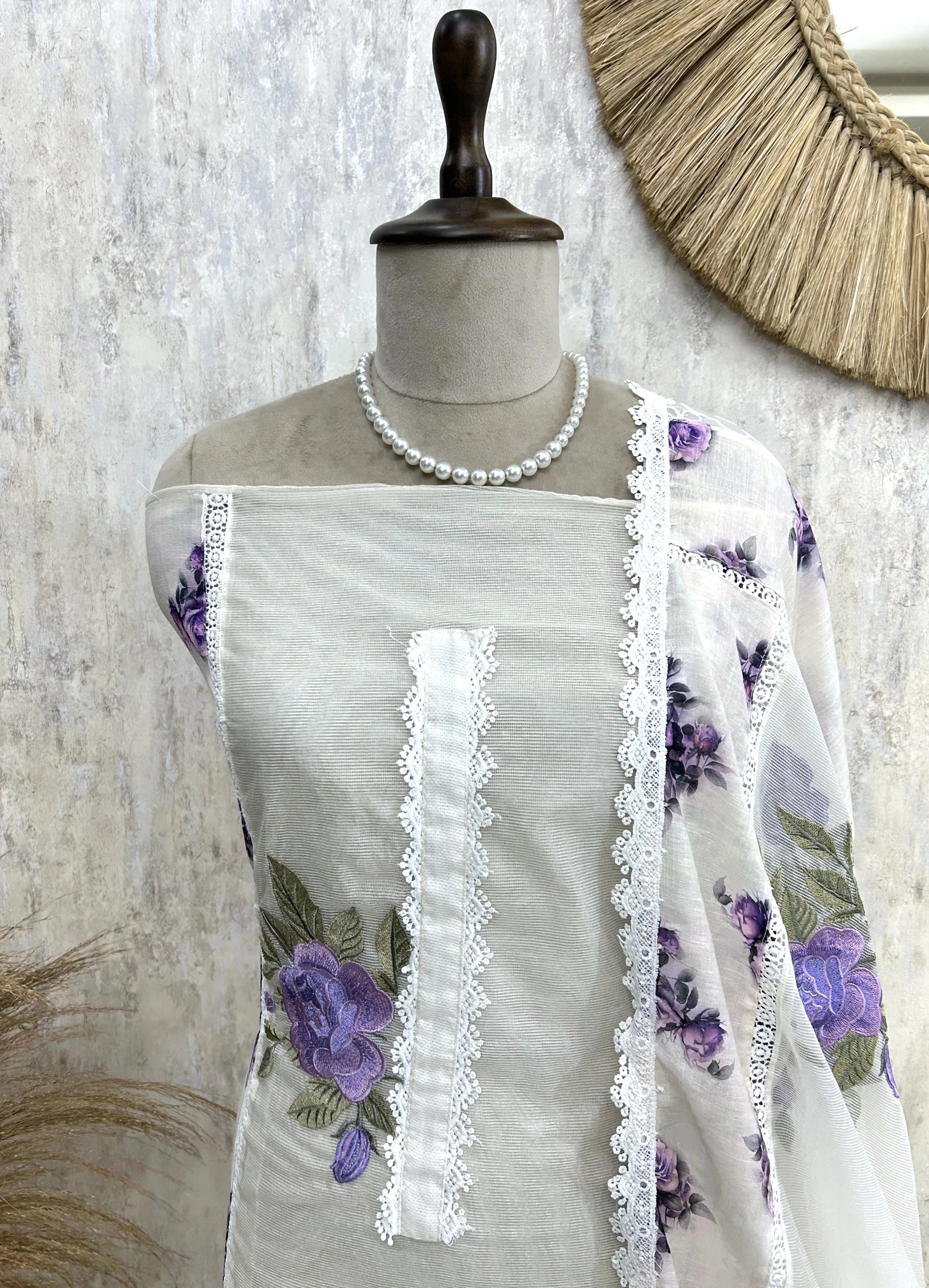 Thread Embroidery Kota Unstitched Suit Set
