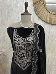 Zari Embroidered Velvet Unstitched Suit