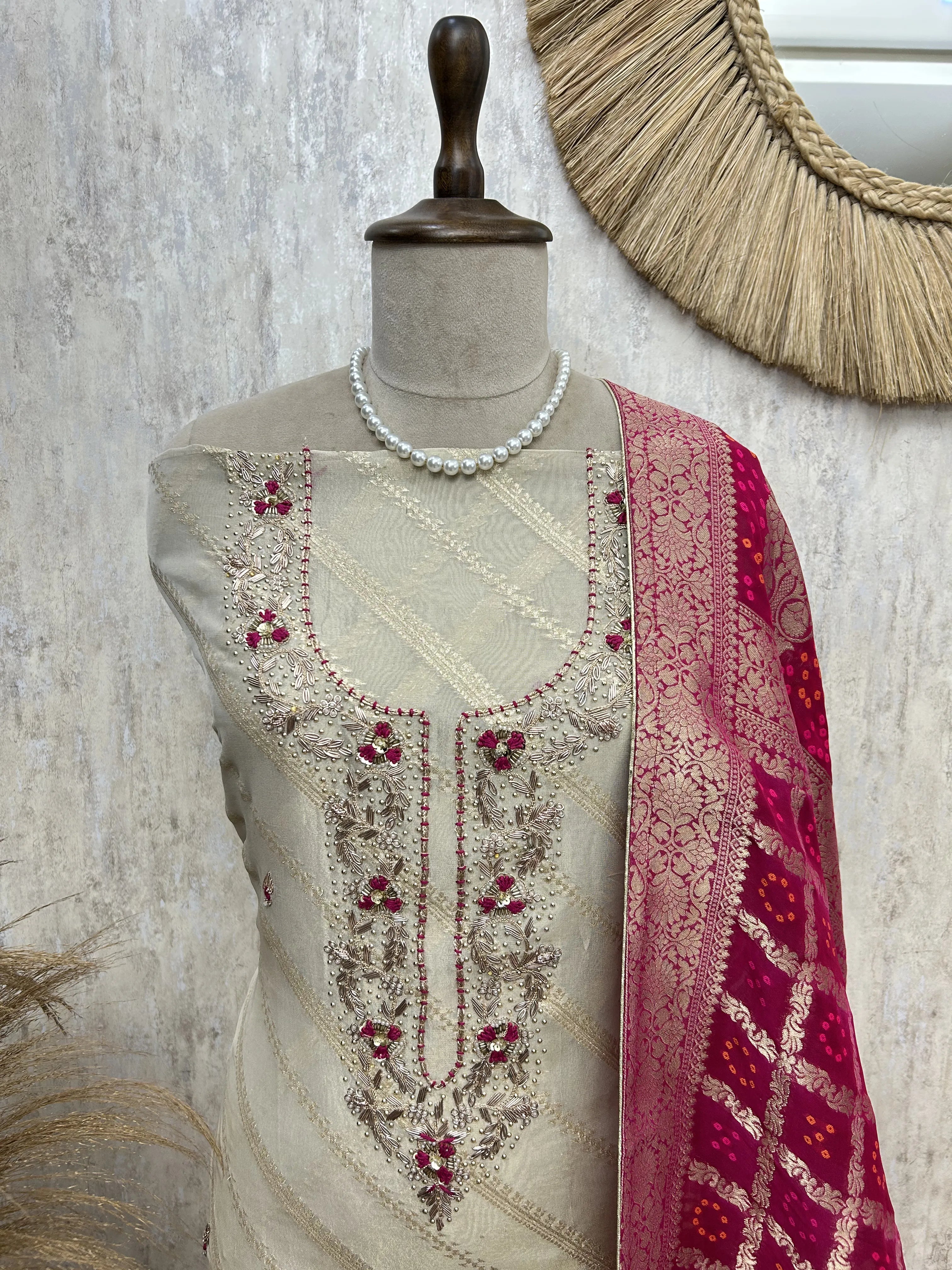 Timeless Ivory Unstitched Suit Set