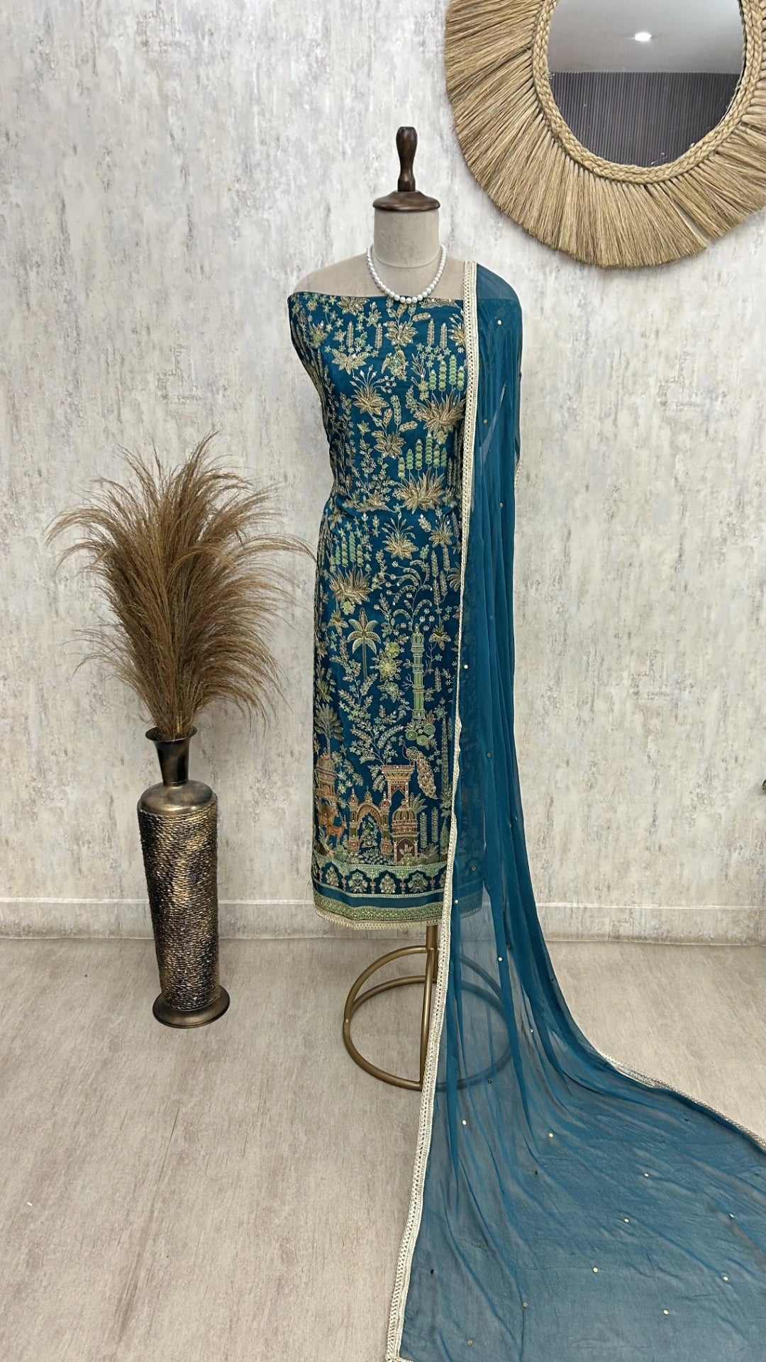 Embroidered Semi Crepe Unstitched Suit