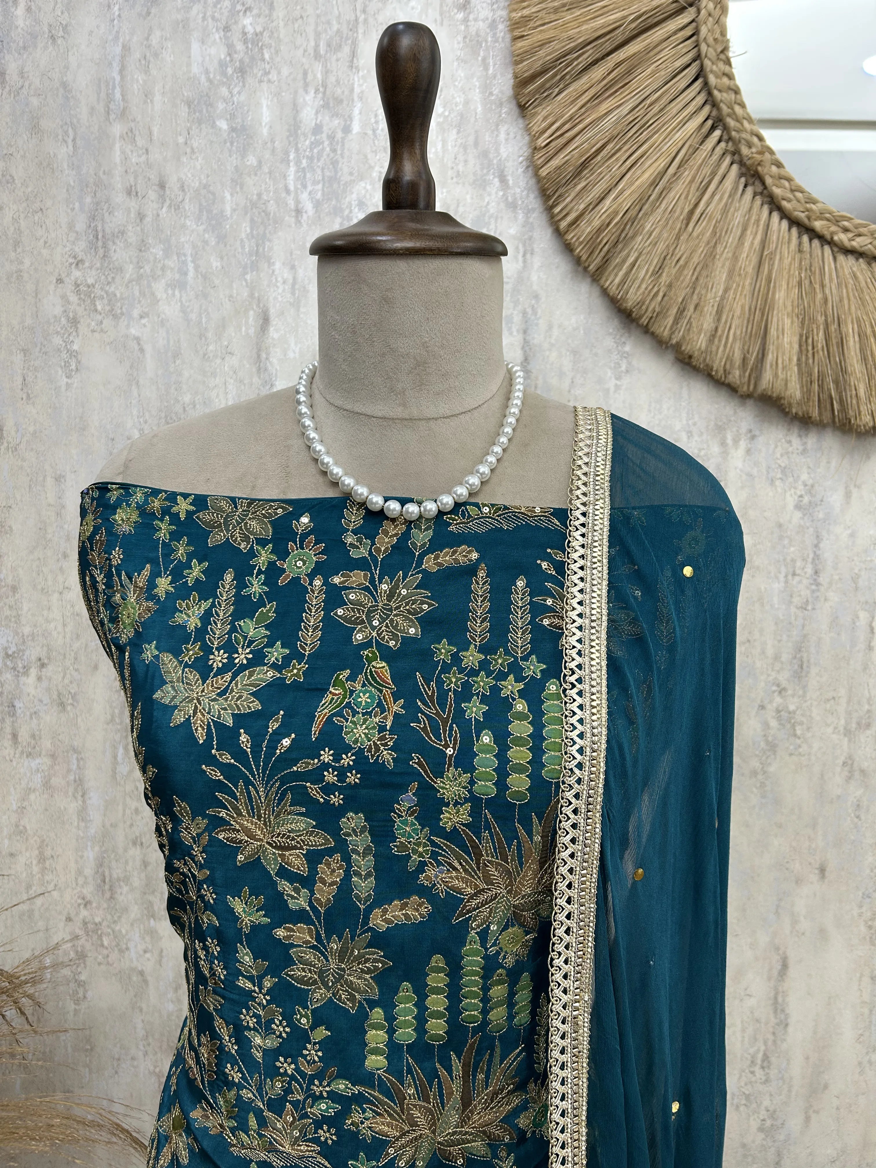 Embroidered Semi Crepe Unstitched Suit