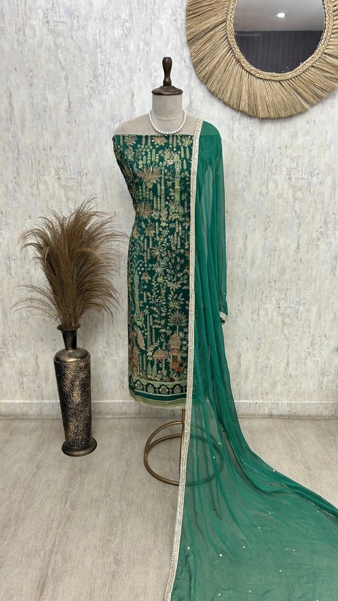 Embroidered Semi Crepe Unstitched Suit