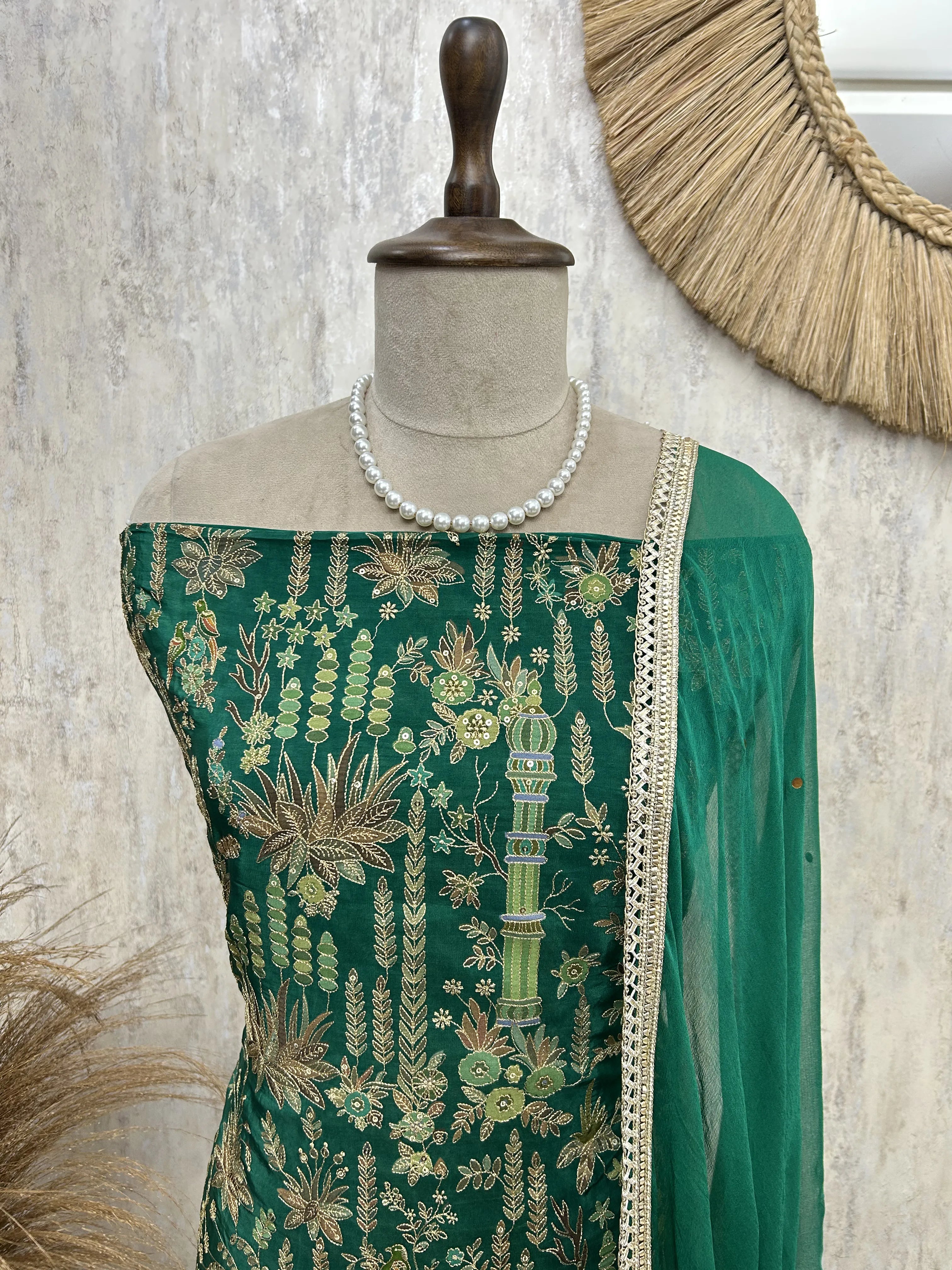 Embroidered Semi Crepe Unstitched Suit