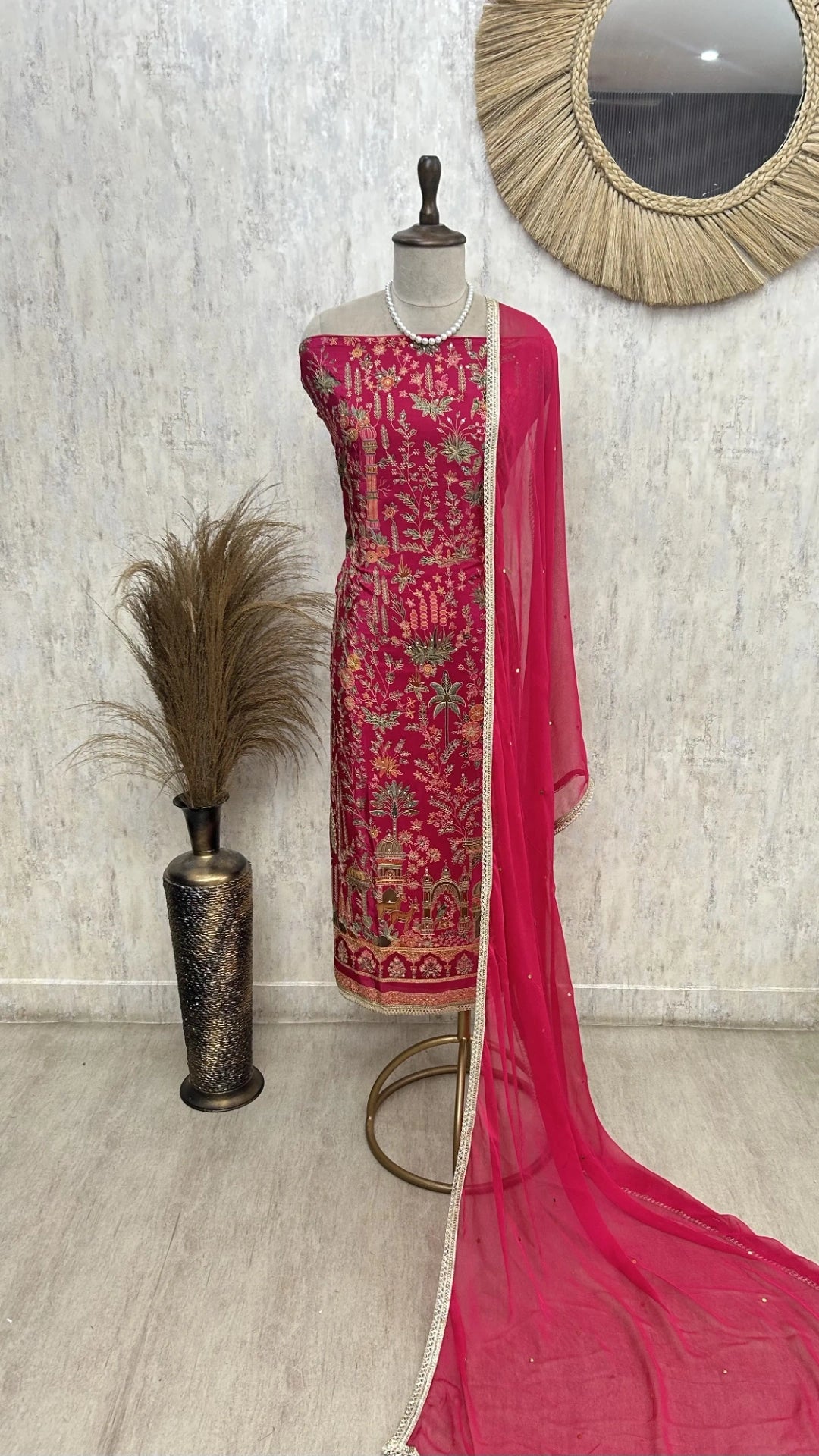 Embroidered Semi Crepe Unstitched Suit