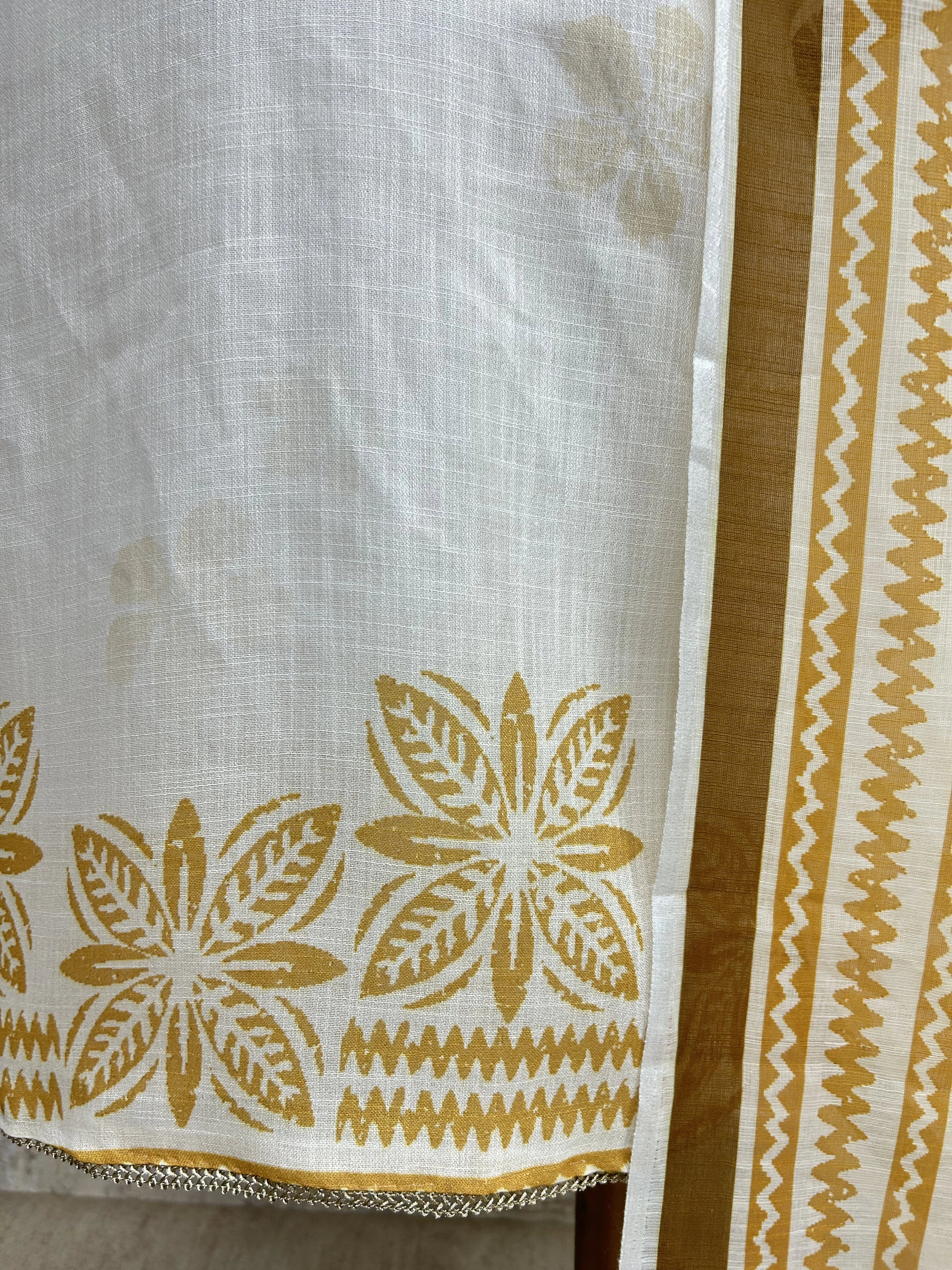Thread Embroidered Semi Linen Unstitched Suit Set