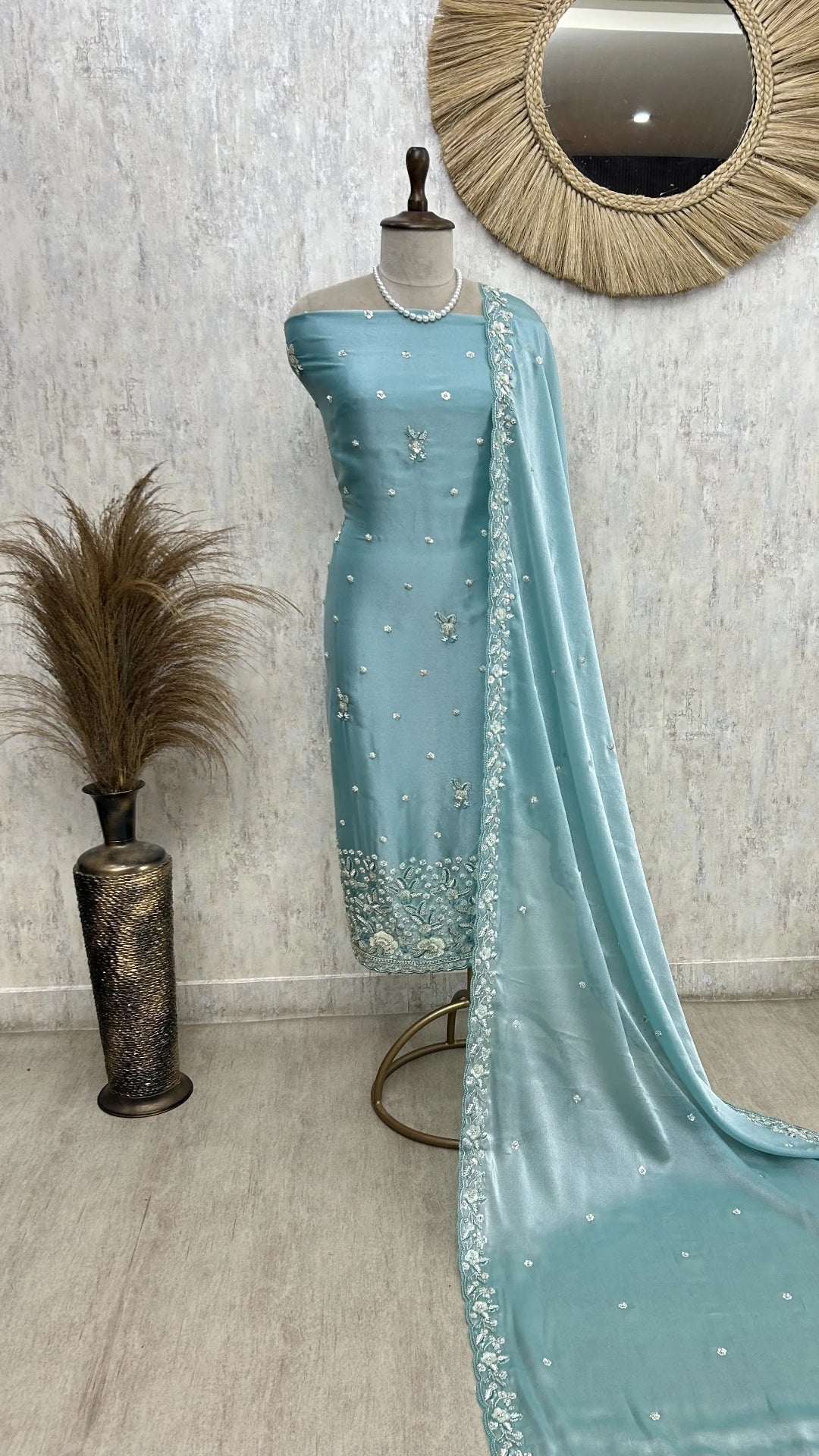 Graceful Glass Organza Unstitched Suit