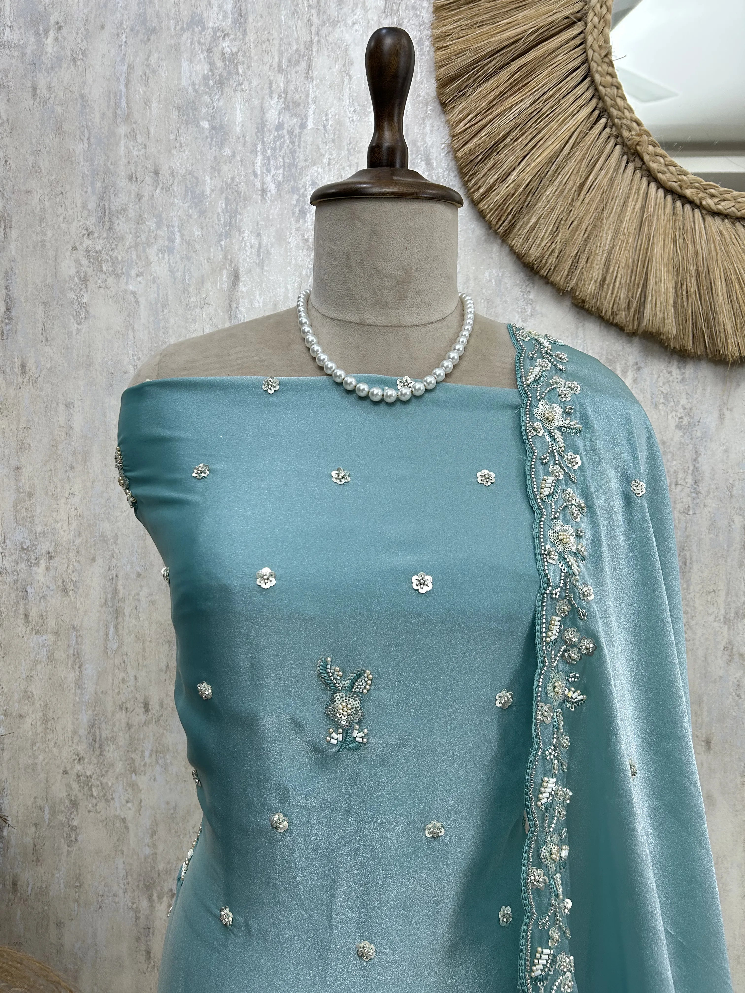 Graceful Glass Organza Unstitched Suit