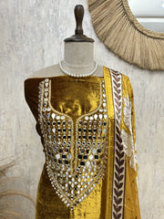 Velvet Unstitched Suit With Brasso Dupatta