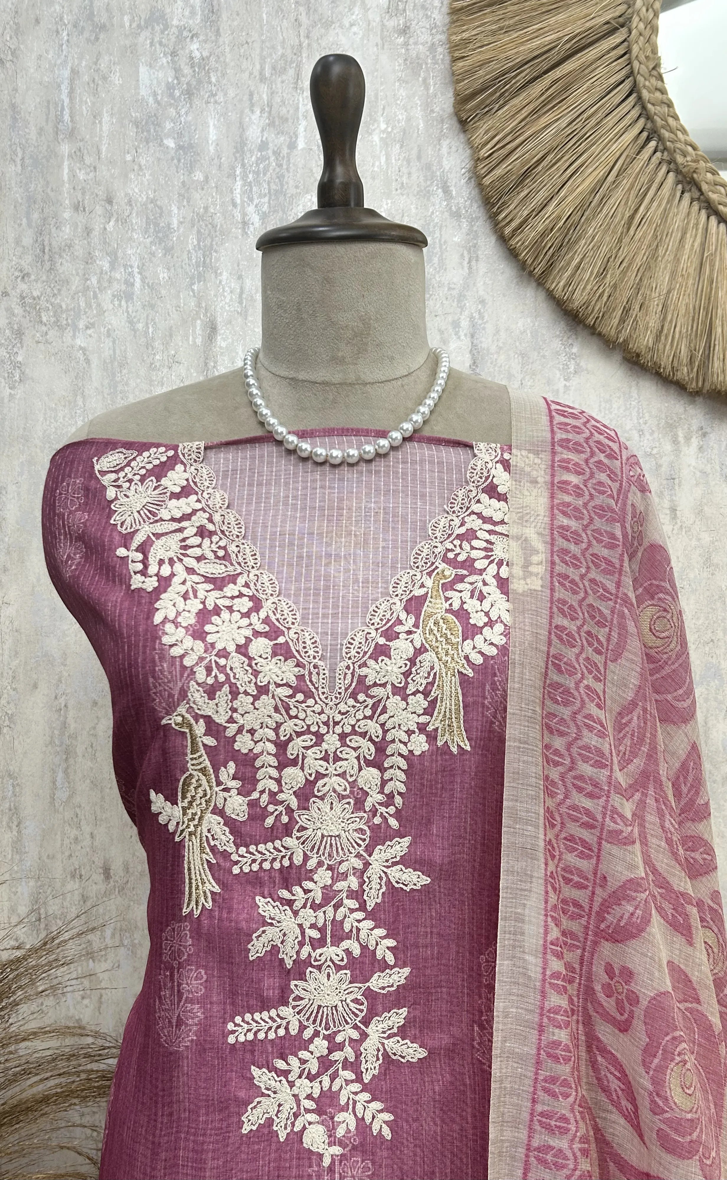 Graceful Threadwork Maheshwari Unstitched suit