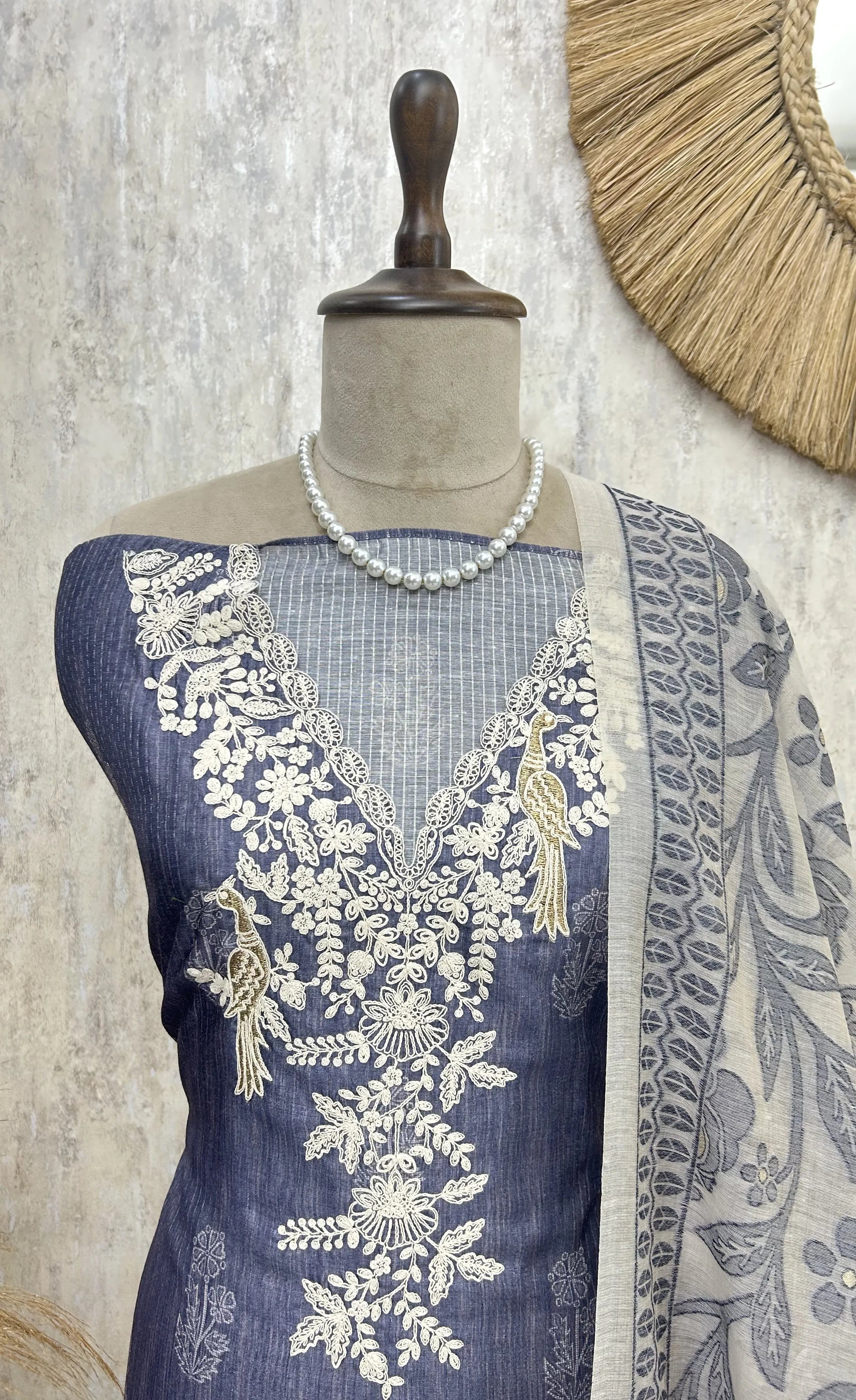 Graceful Threadwork Maheshwari Unstitched suit