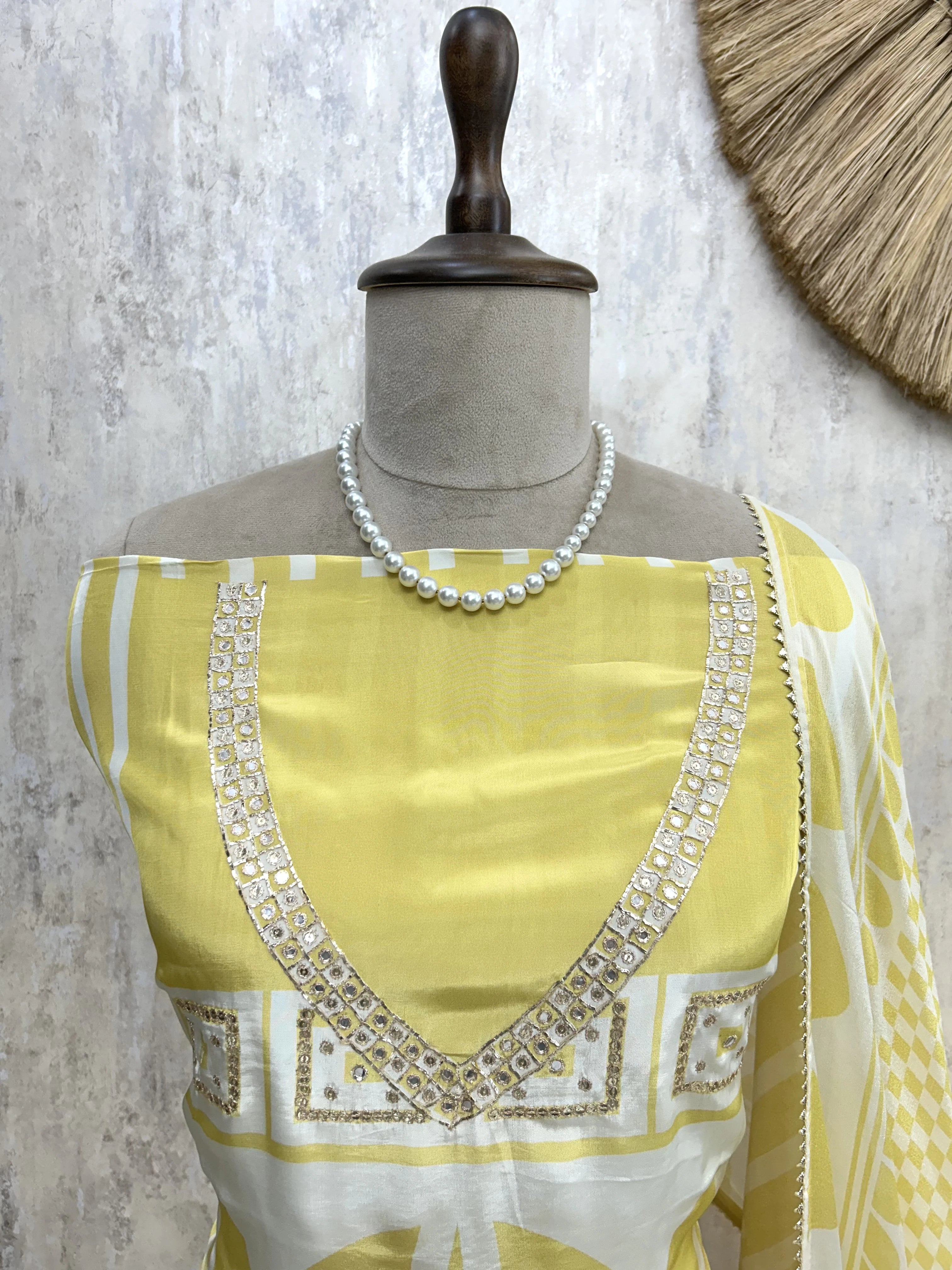 Printed Crepe Unstitched Suit Set