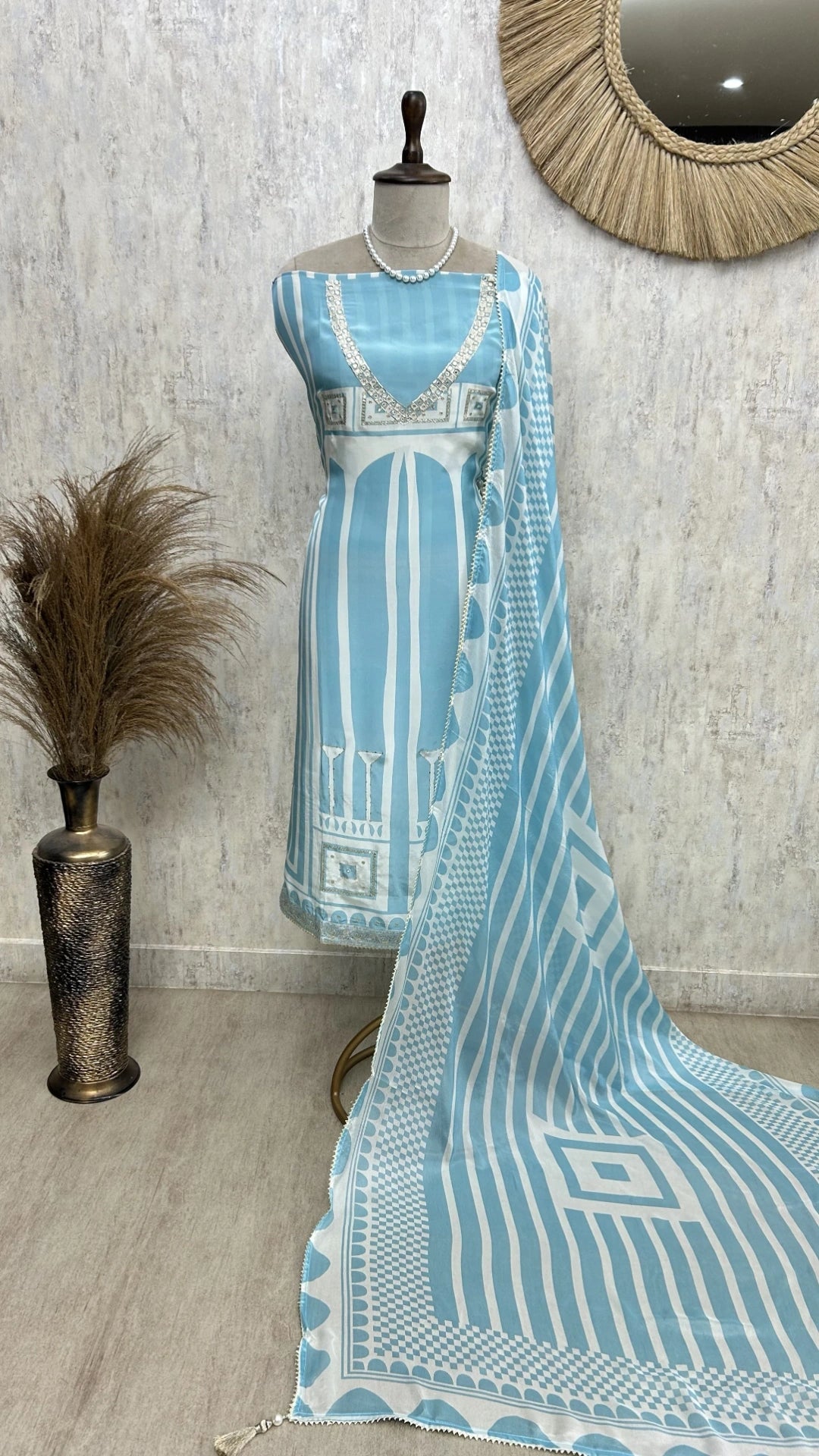 Printed Crepe Unstitched Suit Set