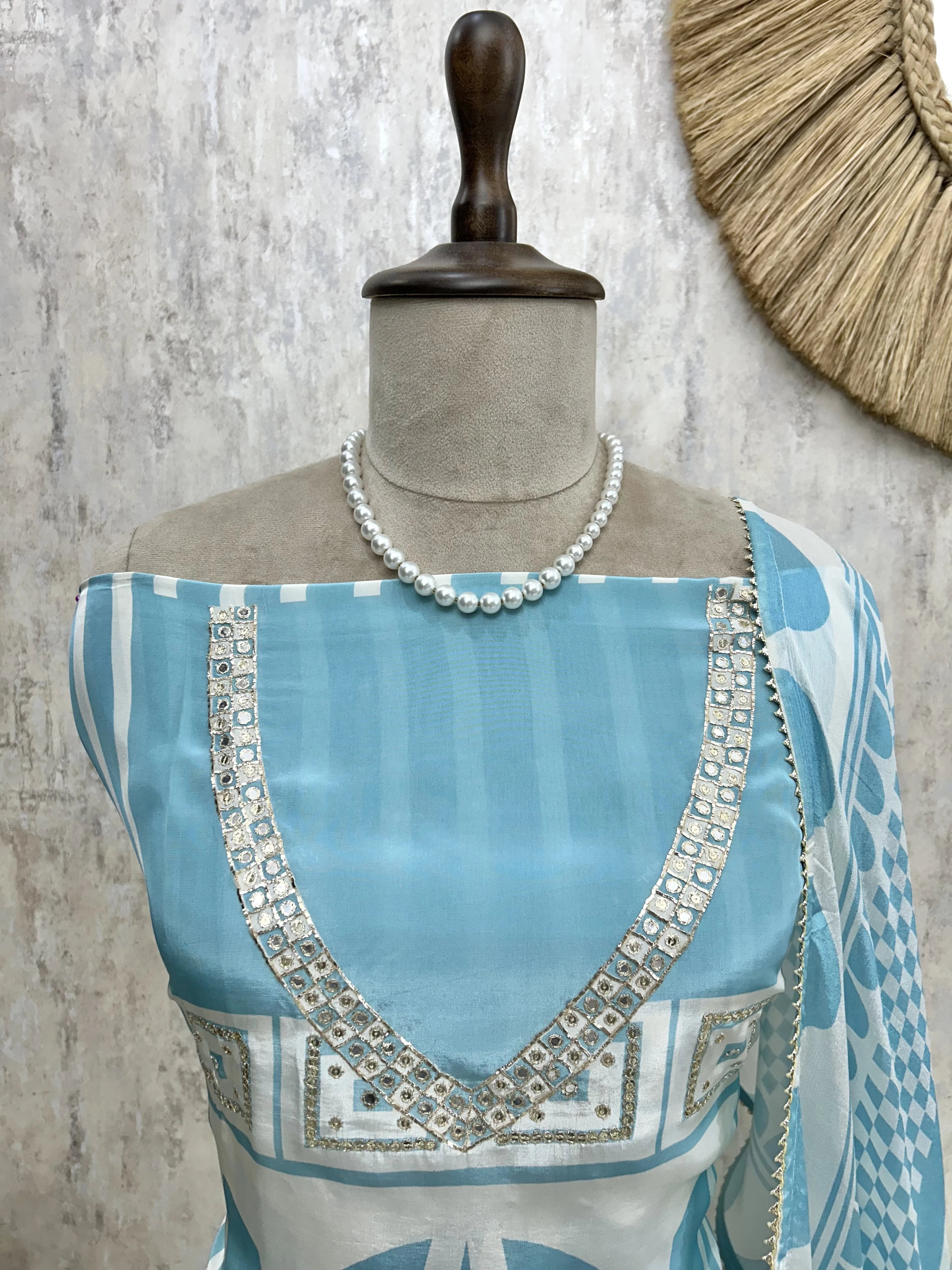Printed Crepe Unstitched Suit Set