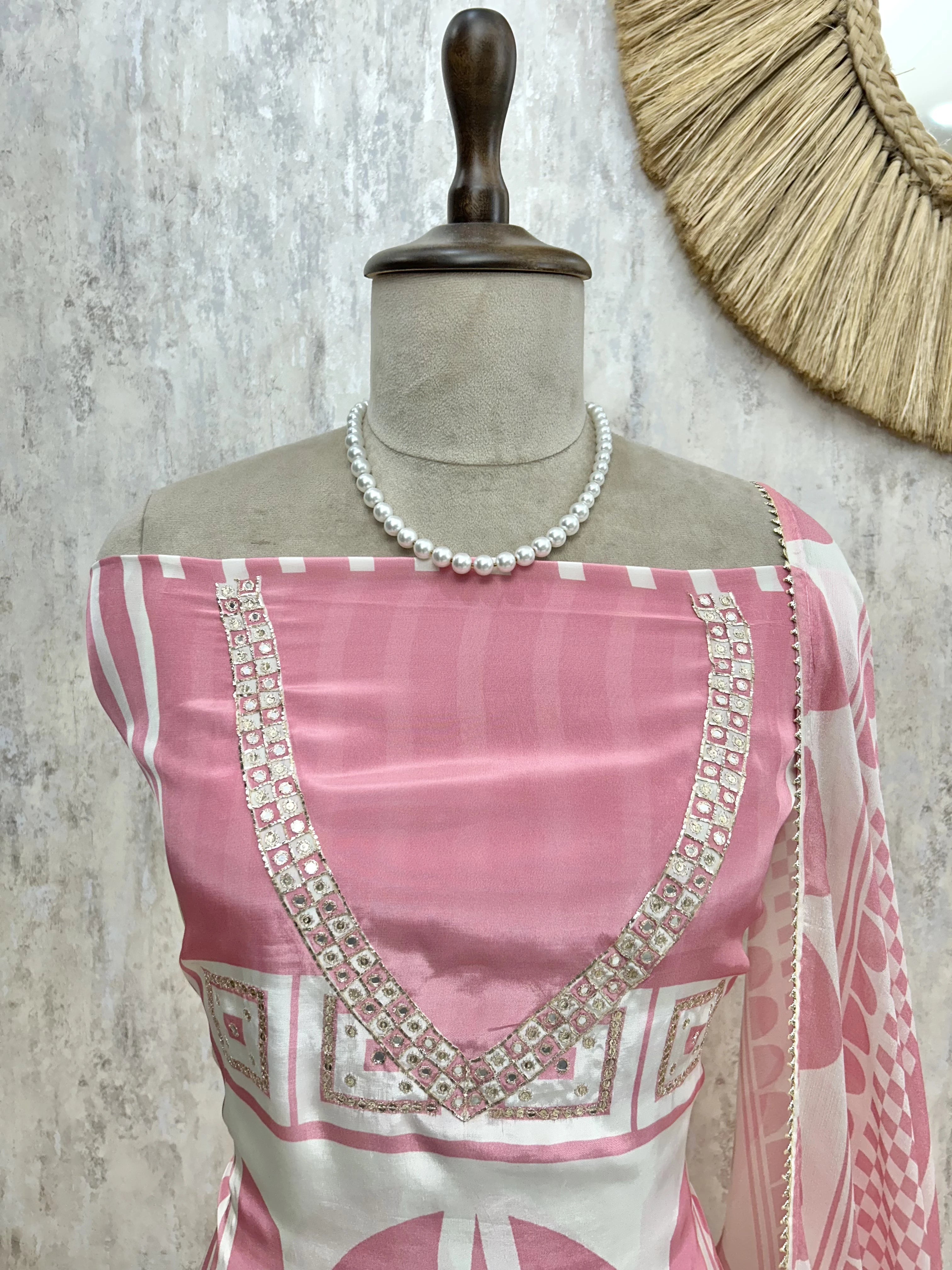 Printed Crepe Unstitched Suit Set