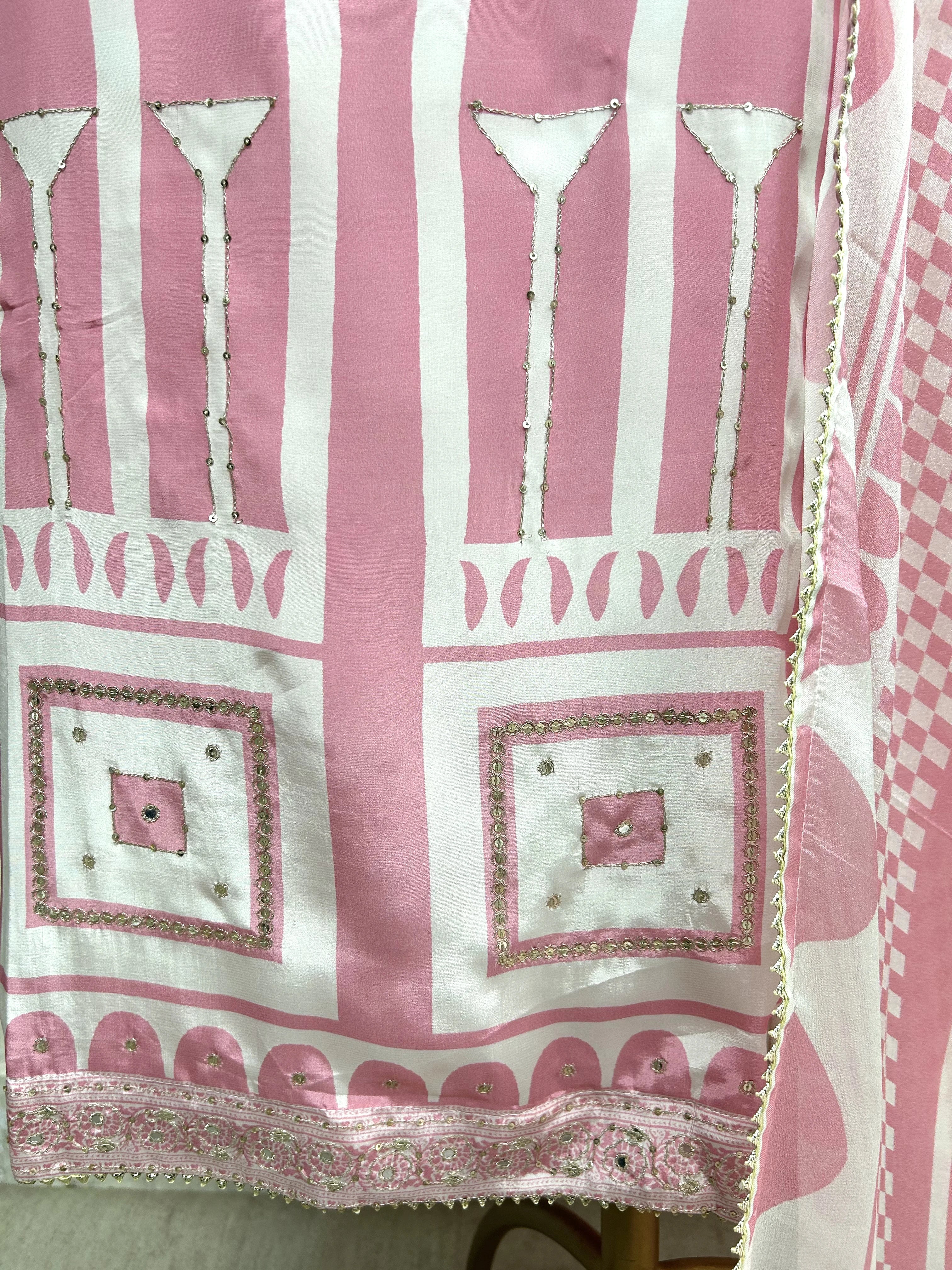 Printed Crepe Unstitched Suit Set