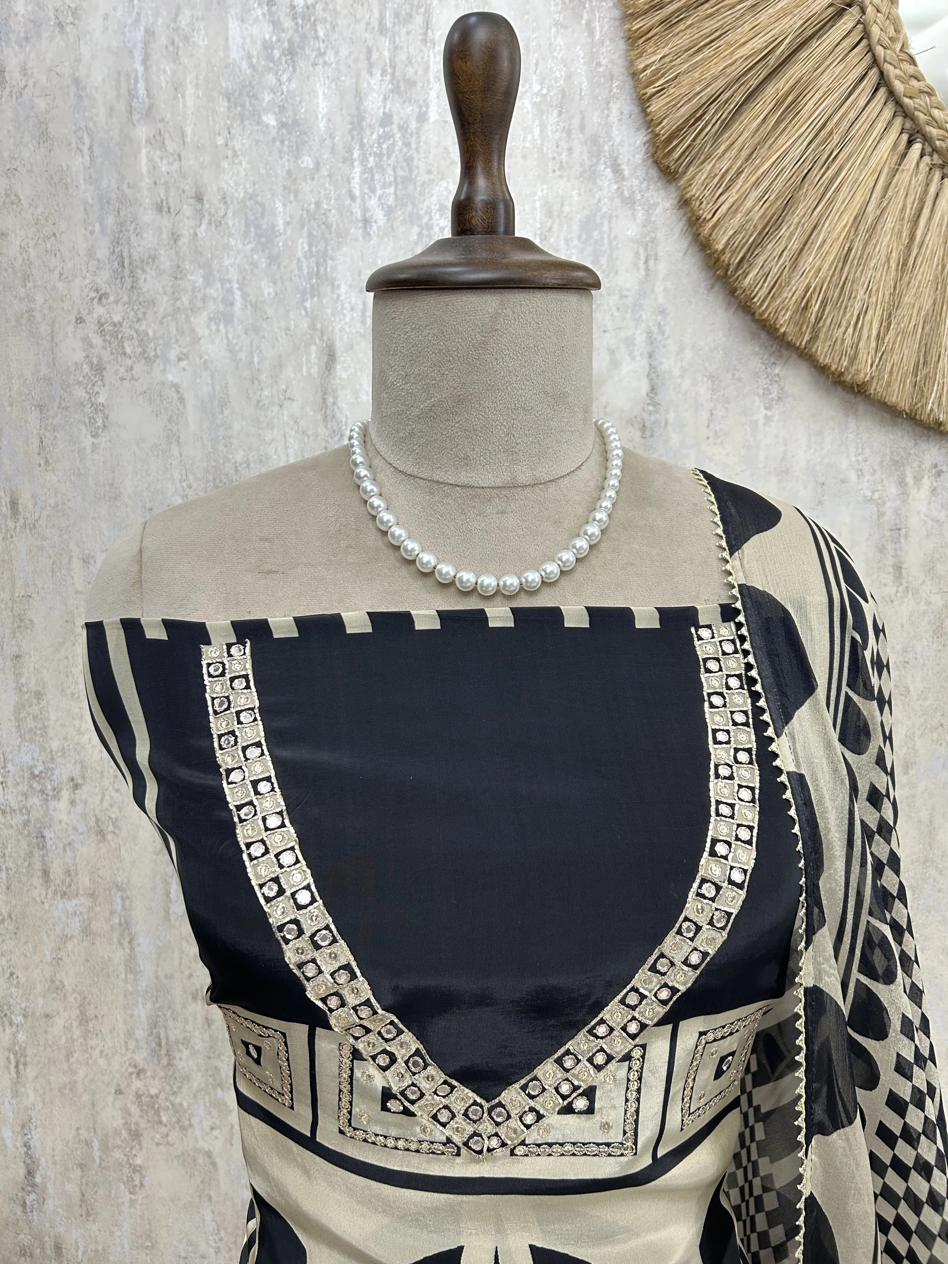Printed Crepe Unstitched Suit Set