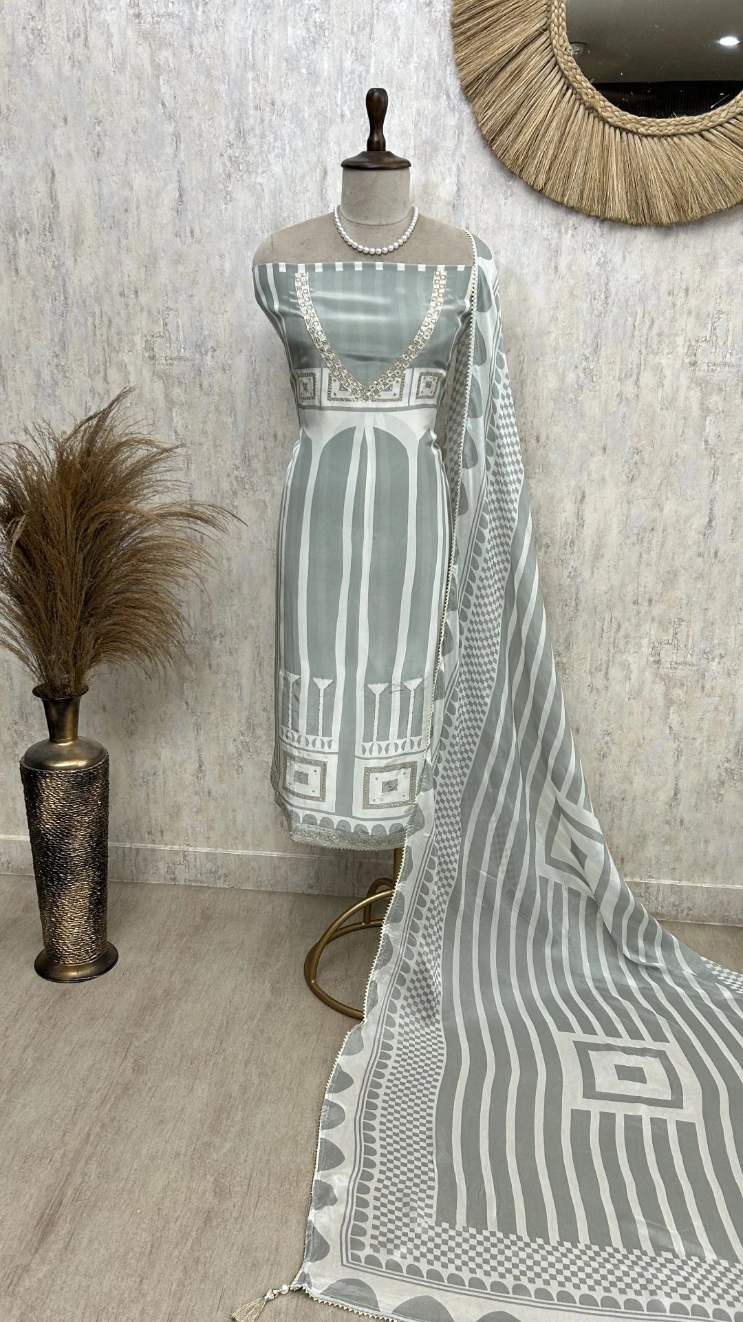 Printed Crepe Unstitched Suit Set