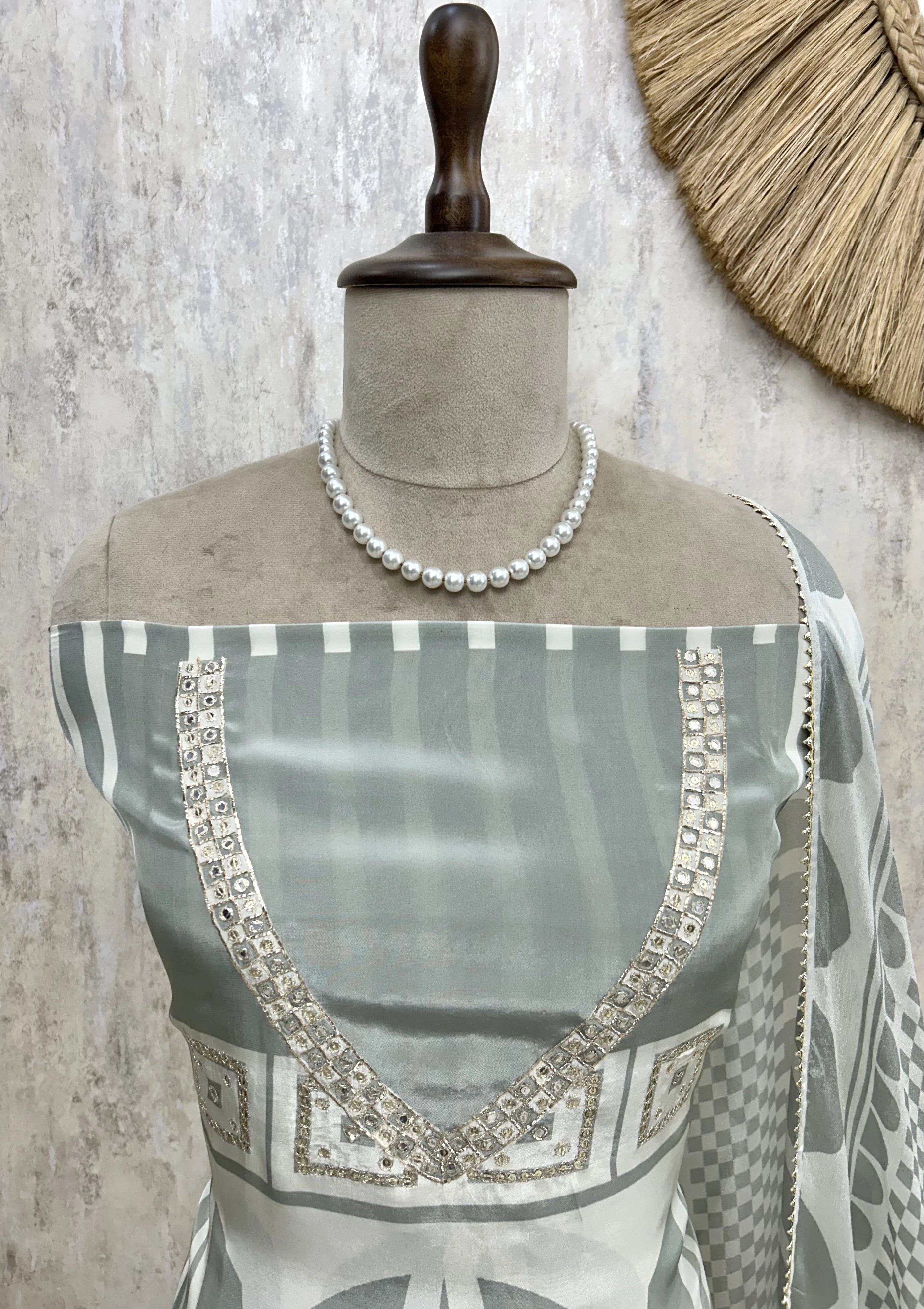 Printed Crepe Unstitched Suit Set