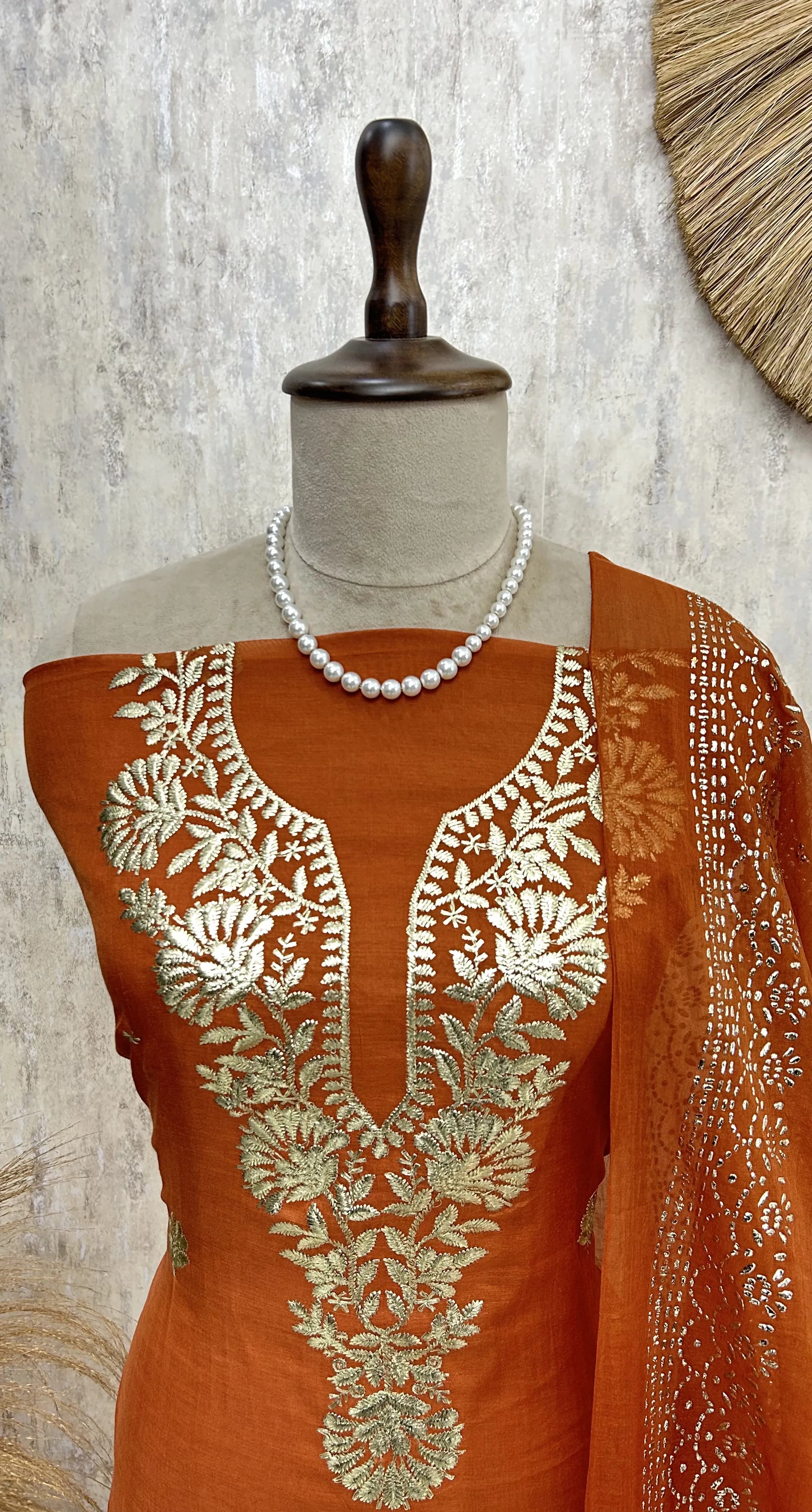 Mul Chanderi Unstitched Suit