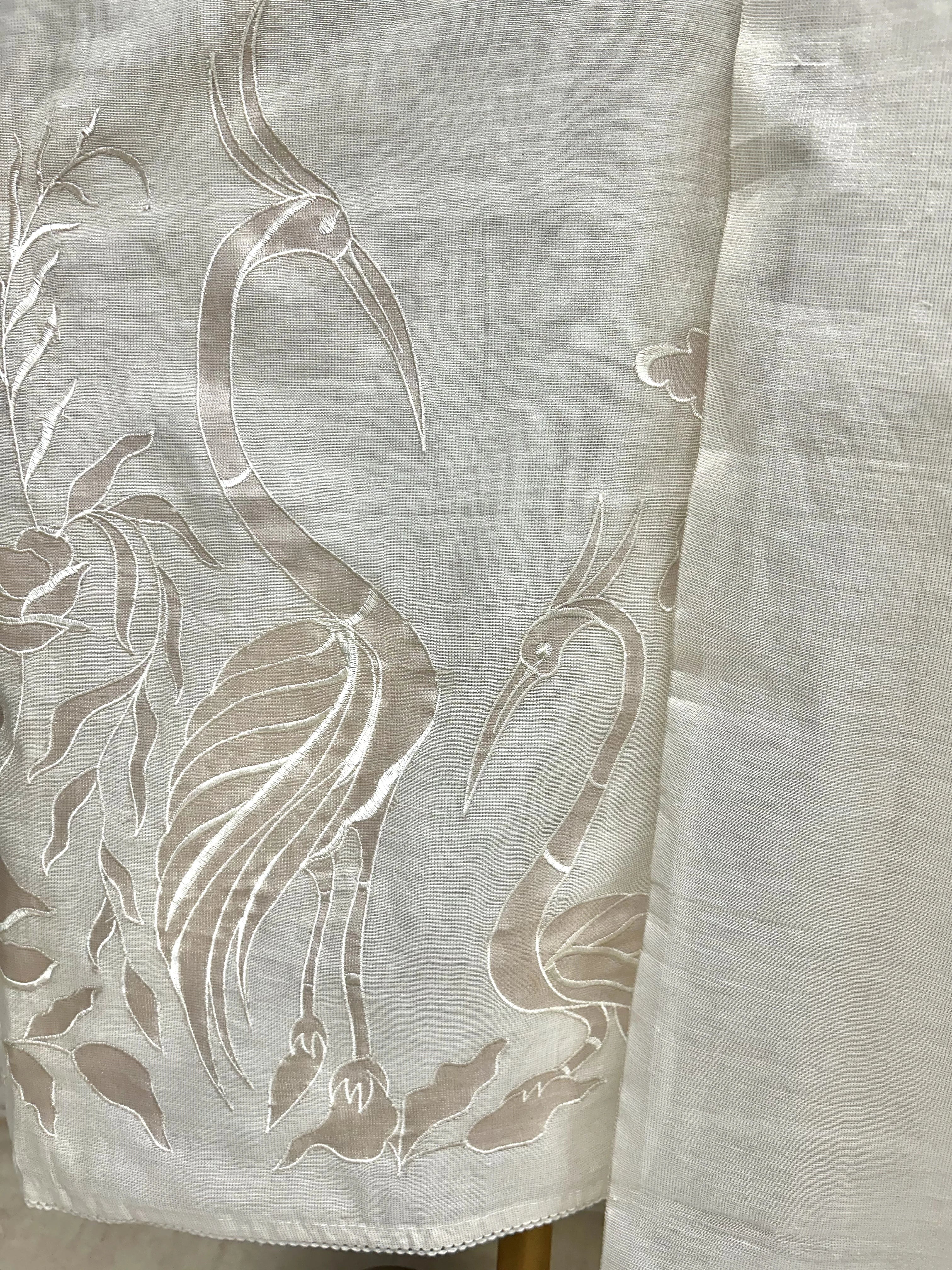 Applique Work Linen Tissue Unstitched Suit Set