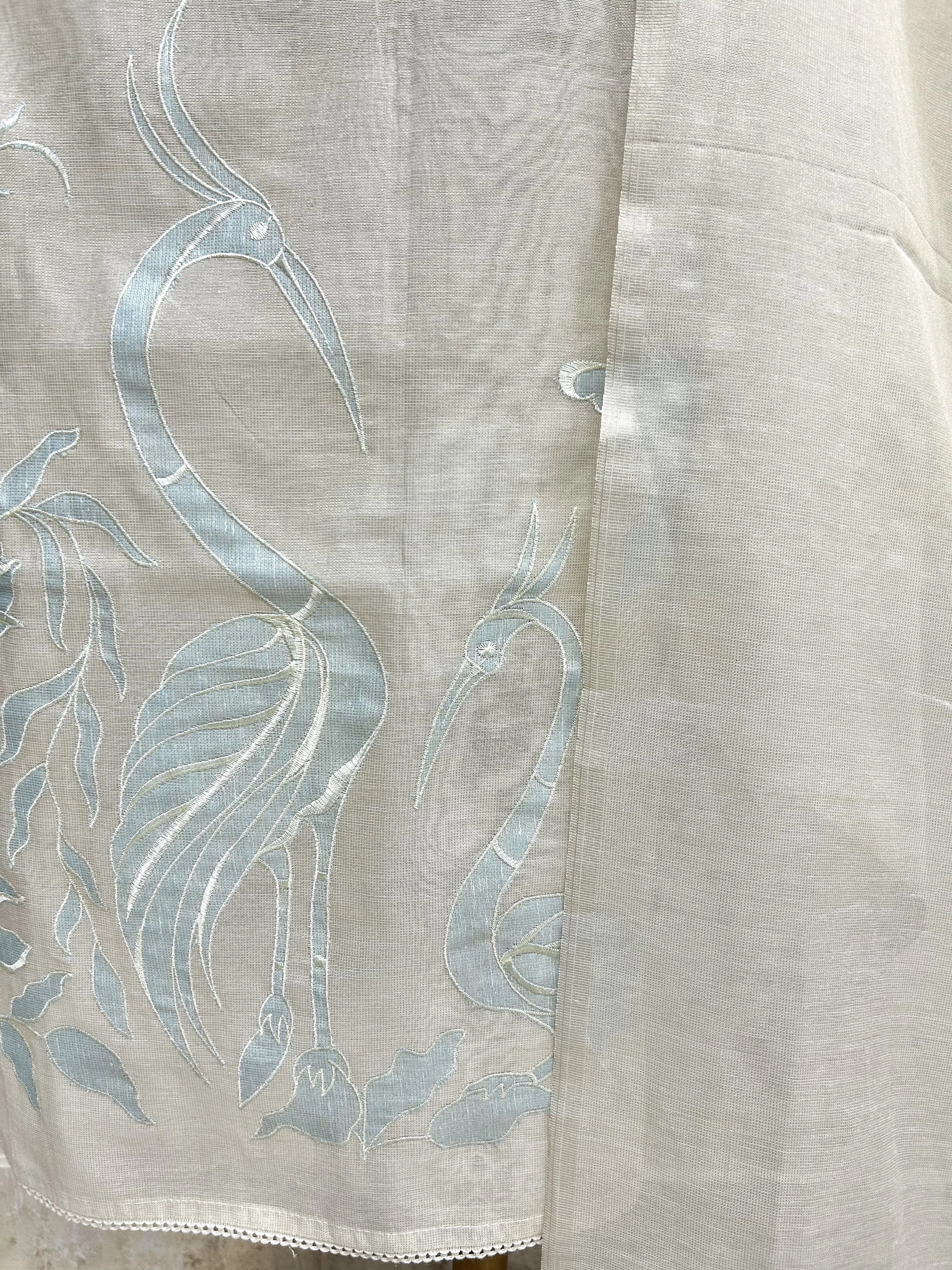 Applique Work Linen Tissue Unstitched Suit Set