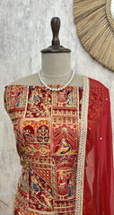 Semi Crepe Unstitched Suit with traditional motifs