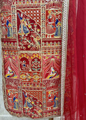 Semi Crepe Unstitched Suit with traditional motifs