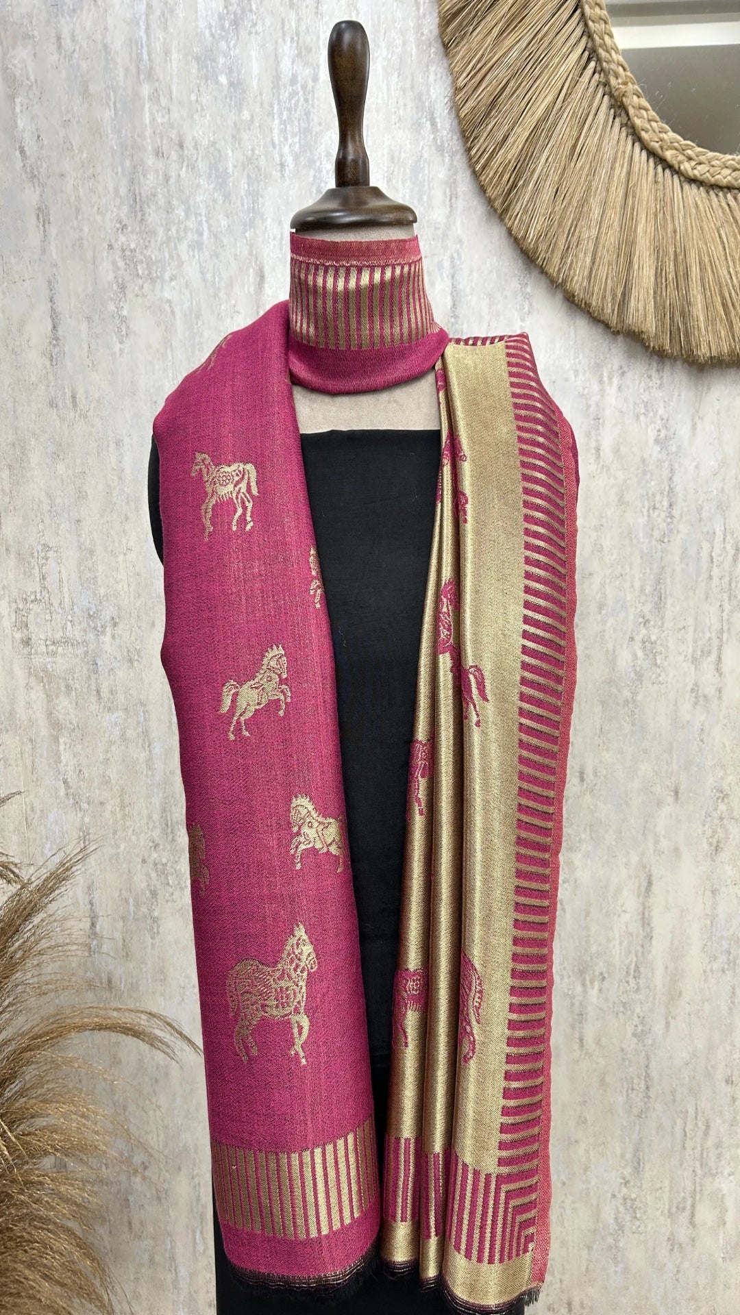 Reversible Pashmina Stoles with Horse Motif