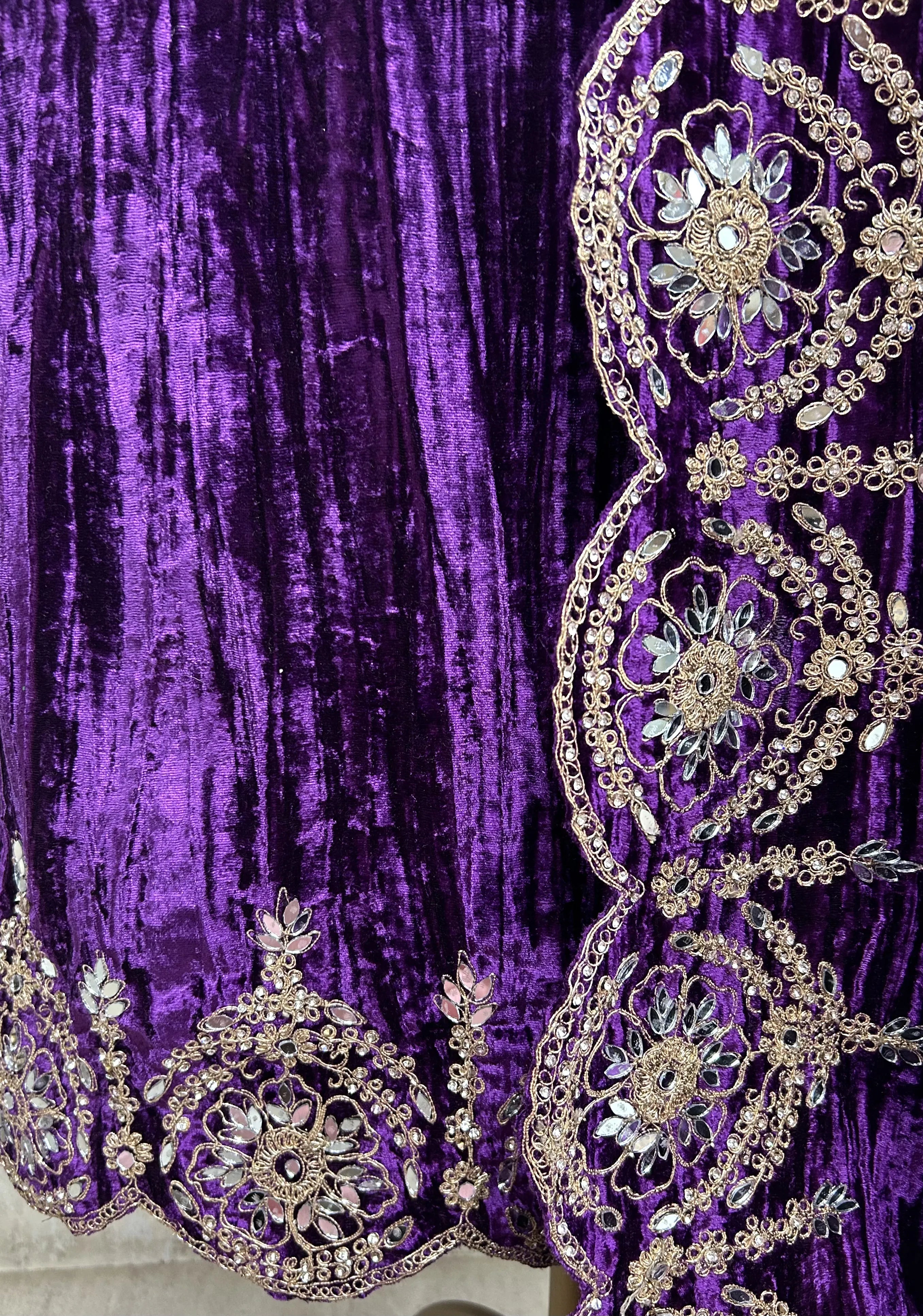 Velvet Unstitched Suit with Mirror Embellishments