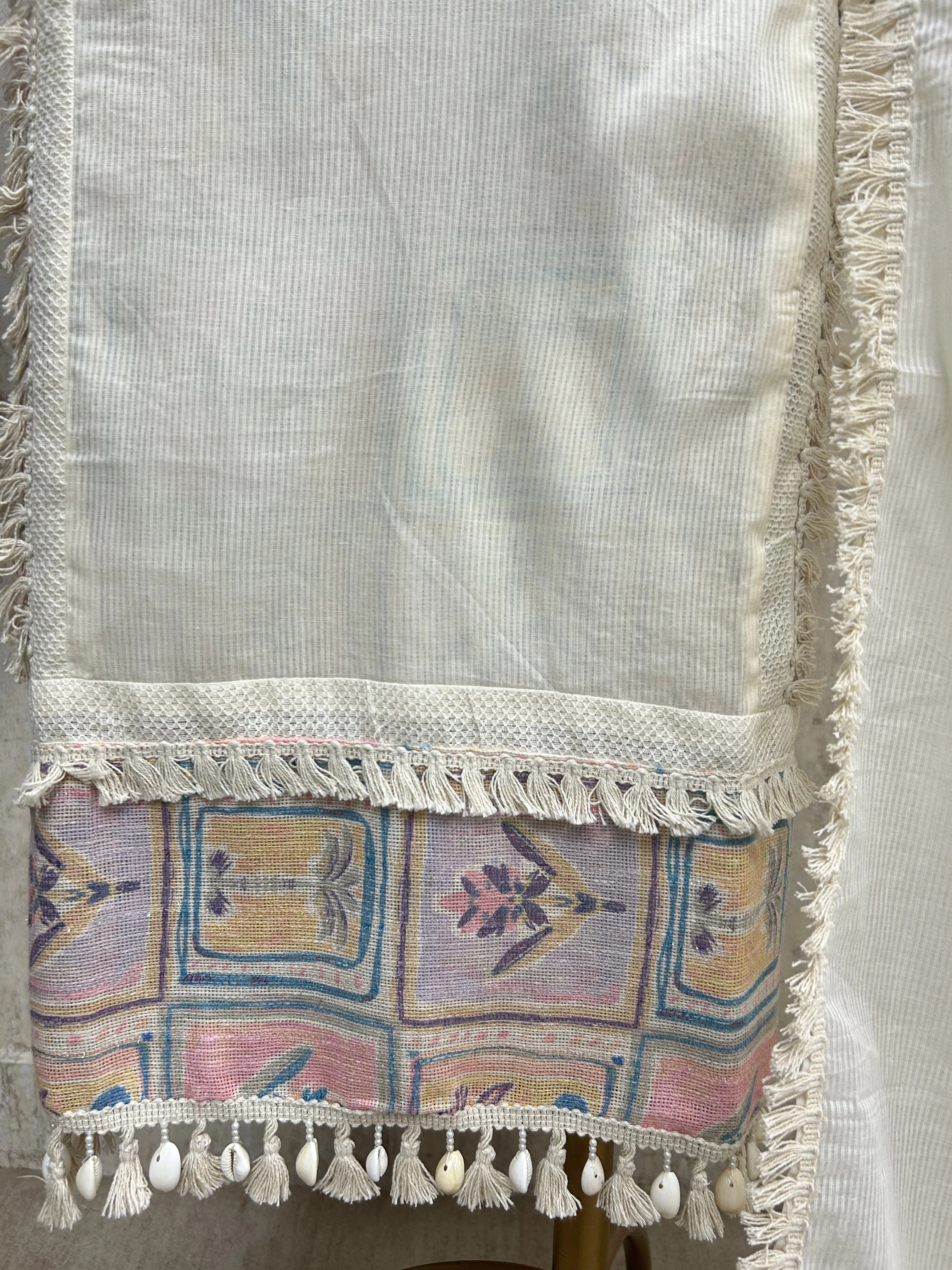 Cotton Unstitched Suit Set With Lacing Work